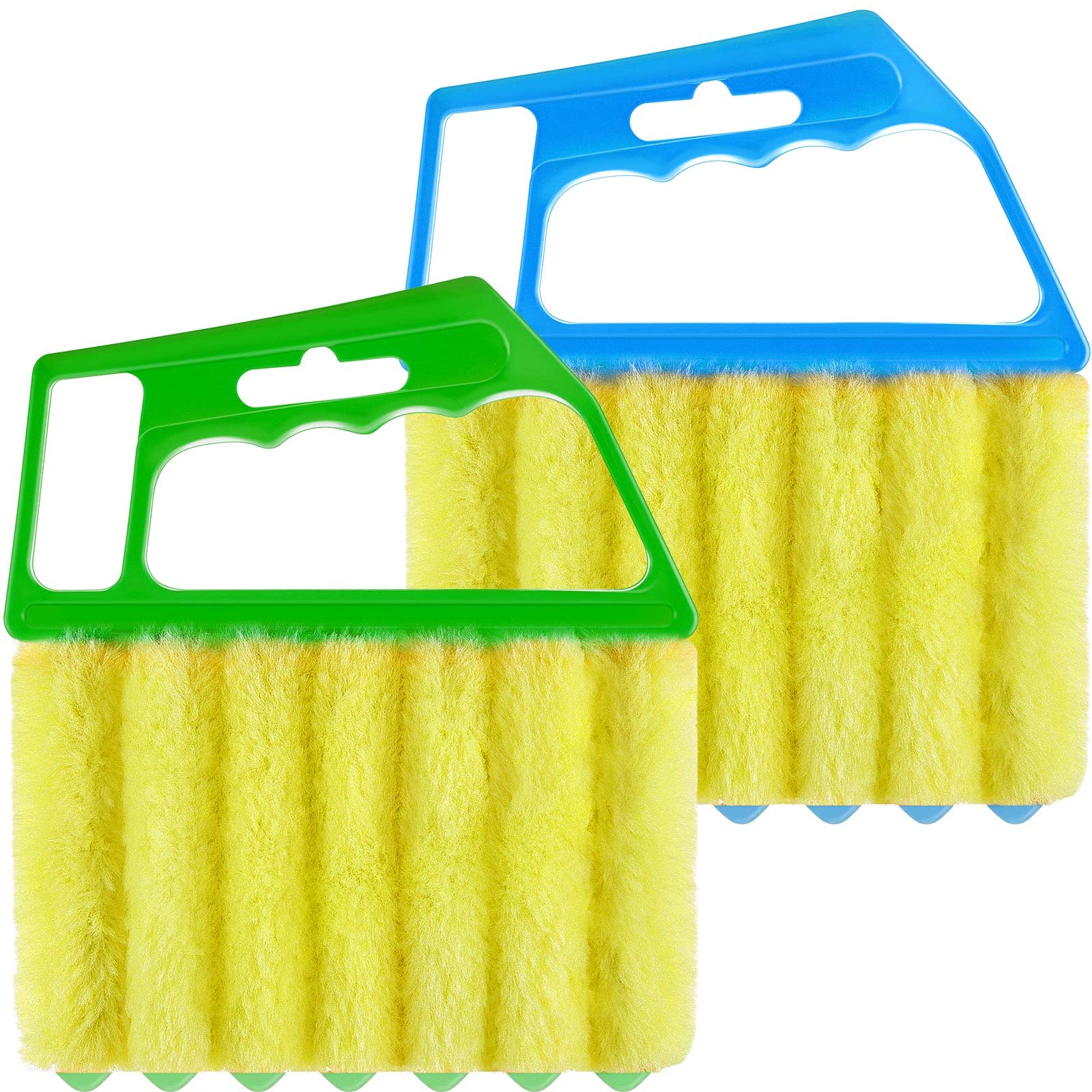 **7-Finger Blind Cleaner Duster Tool - Washable Mini Dusting Brush for Venetian Blinds, Window Slats, Air Conditioner & Wood Blinds - Handheld Cleaning Tool for Dust & Dirt (2-Pack, 2 Colors) - Perfect for Home, Office & Car Interior Cleaning**