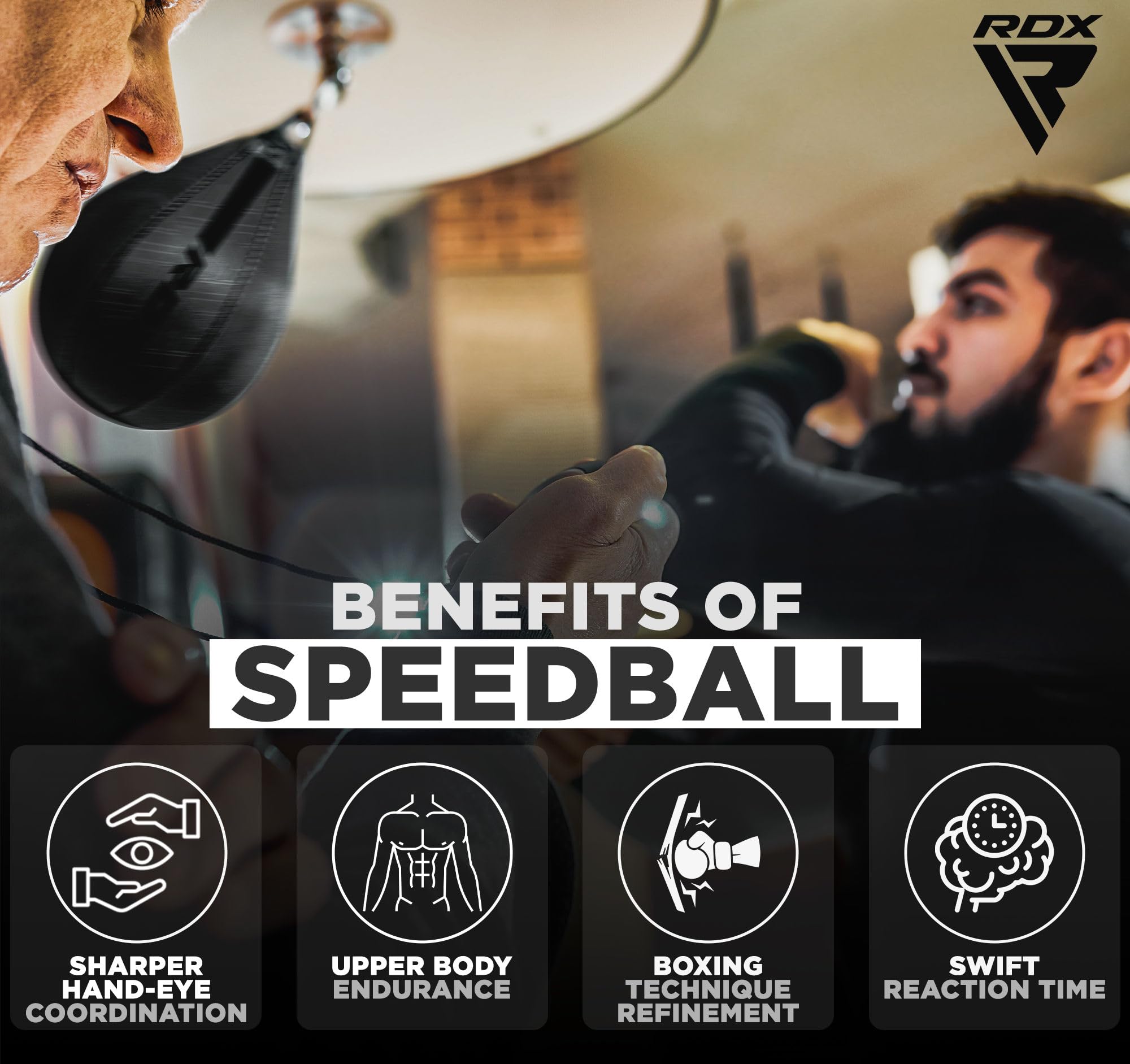 RDX Speed Bag Boxing Ball and Swivel Set - Premium Maya Hide Leather Punching Bag for MMA, Muay Thai, Boxing Training | Includes Extra Bladder | Perfect for Home Gym, Martial Arts, Cardio Workouts & Fitness Training