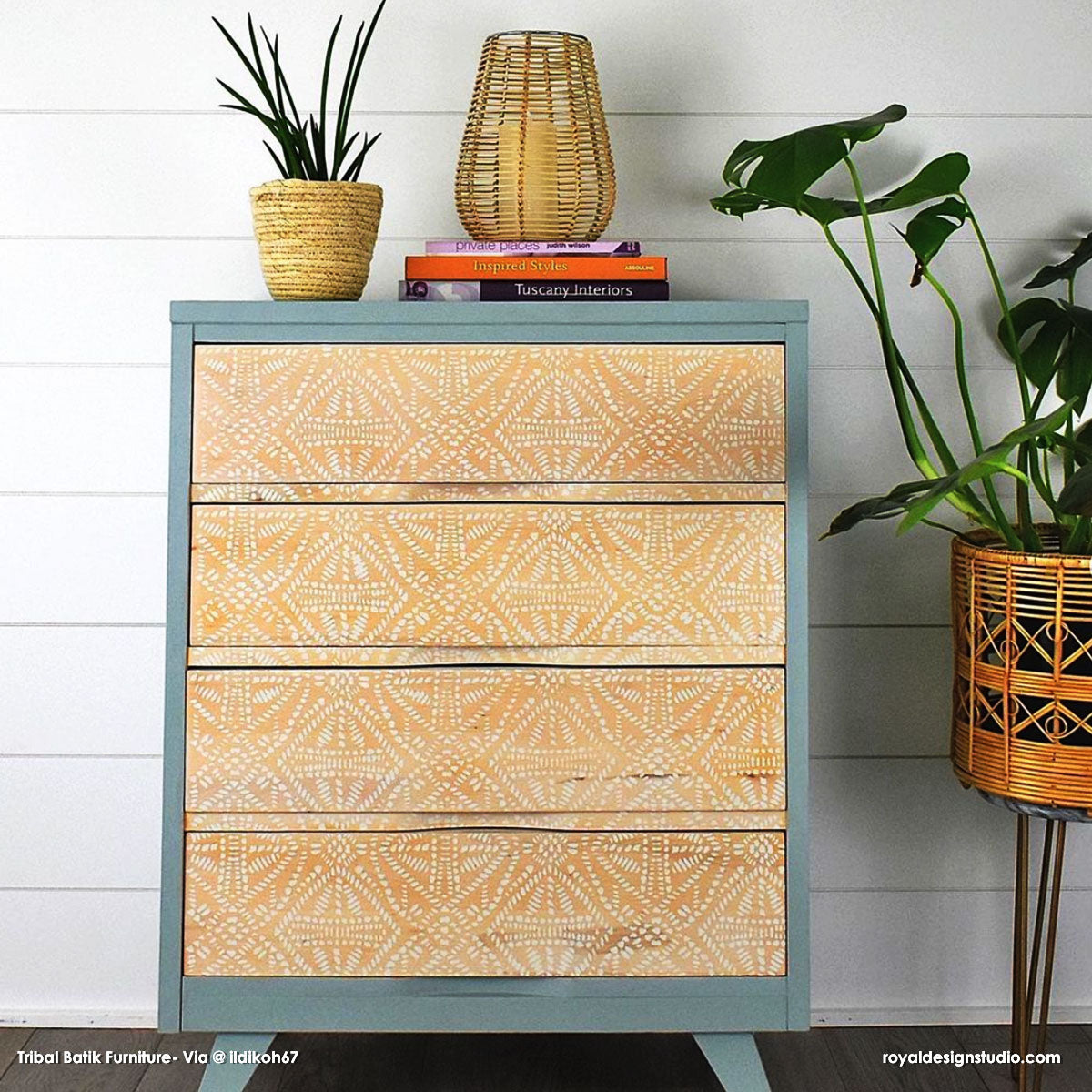 Tribal Batik Furniture Stencil - Handmade Wooden Stencils for DIY Furniture Painting & Home Decor | Perfect for Cabinets, Tables, and Wall Art Projects