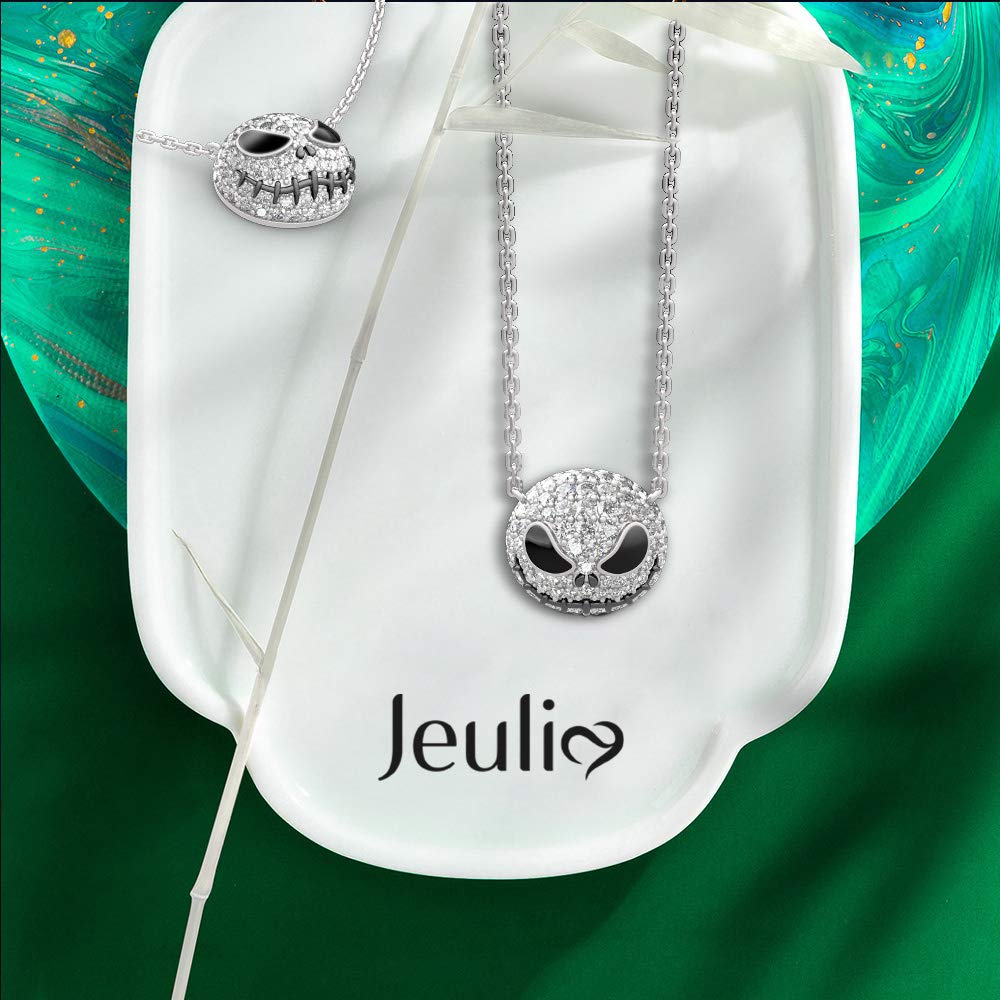 Jeulia 925 Sterling Silver Skull Pendant Necklace for Women - Gothic Halloween Jewelry, Valentine's Day & Birthday Gift for Her, Bridal Accessory - Perfect for Parties, Cosplay and Dark Fashion
