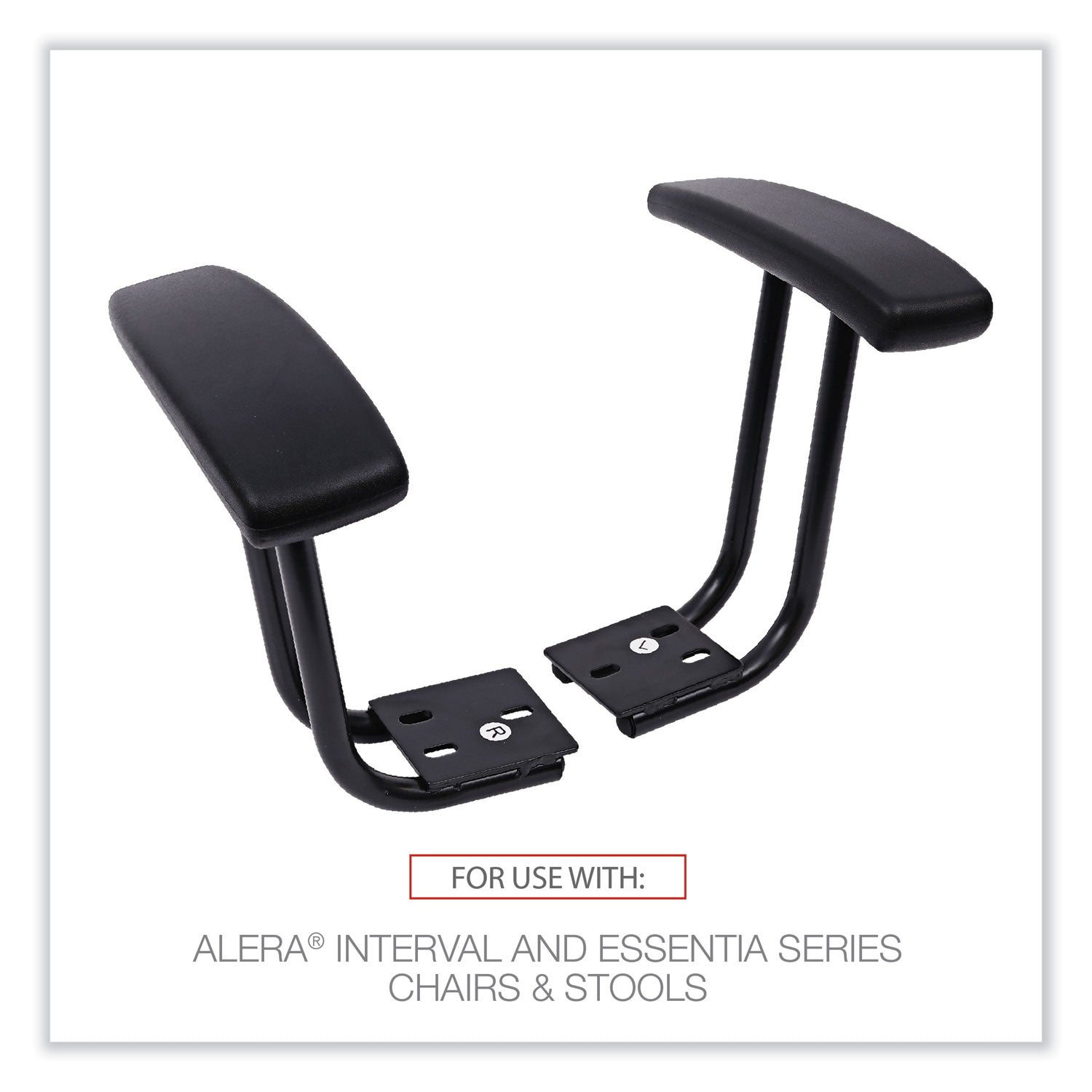 Alera® Fixed Height T Arms for Alera Essentia & Interval Series Chairs - Black (2-Pack) | Ergonomic Office Chair Accessories for Home & Workspace Comfort