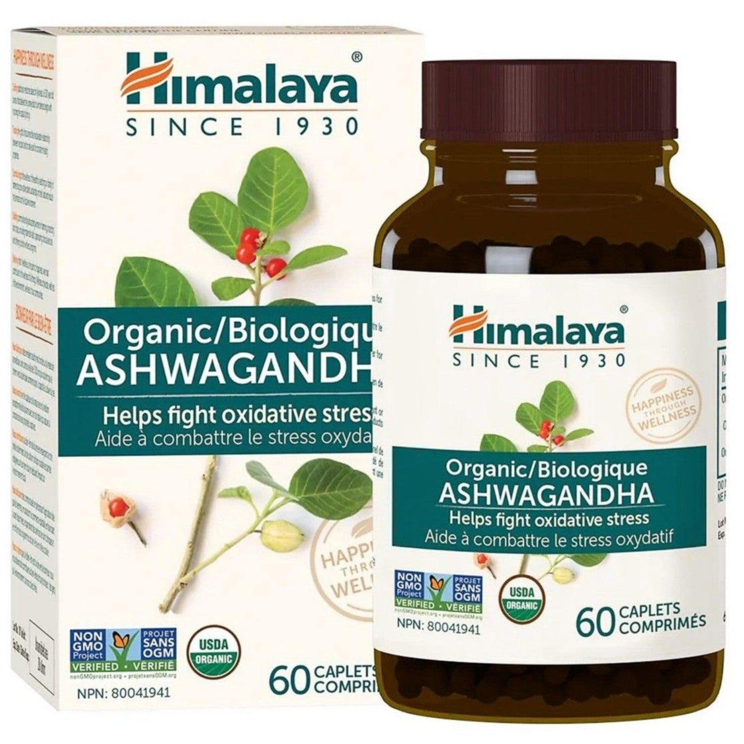 Organic Ashwagandha Supplement 60 Caplets - Stress Relief, Immune Support & Energy Boost - Natural Adaptogen for Anxiety, Sleep & Wellness - Himalaya Herbal Healthcare (Use for Daily Stress Management, Better Sleep & Overall Vitality)