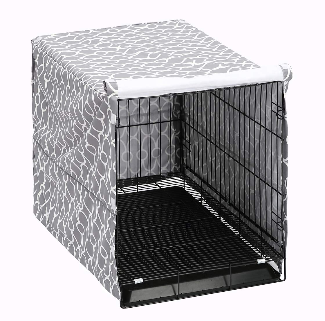 48 Inch Dog Crate Cover for Wire Crates - Universal Fit, Easy On/Off Adjustable Gray Kennel Cover - Perfect for Home, Travel & Vet Visits
