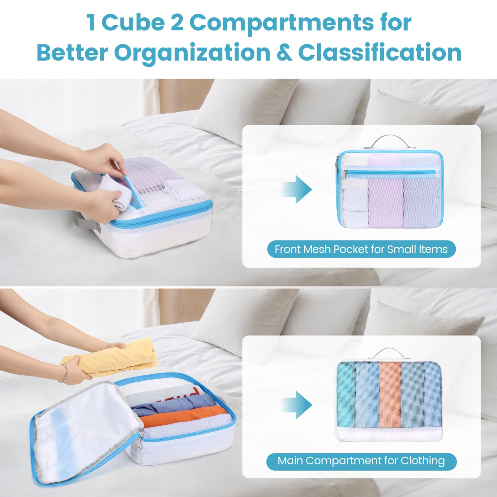 Cambond Compression Packing Cubes for Travel - Lightweight Luggage Organizers for Women, Carry-on Suitcases & Backpacks | Perfect for Business Trips, Vacations & Weekend Getaways