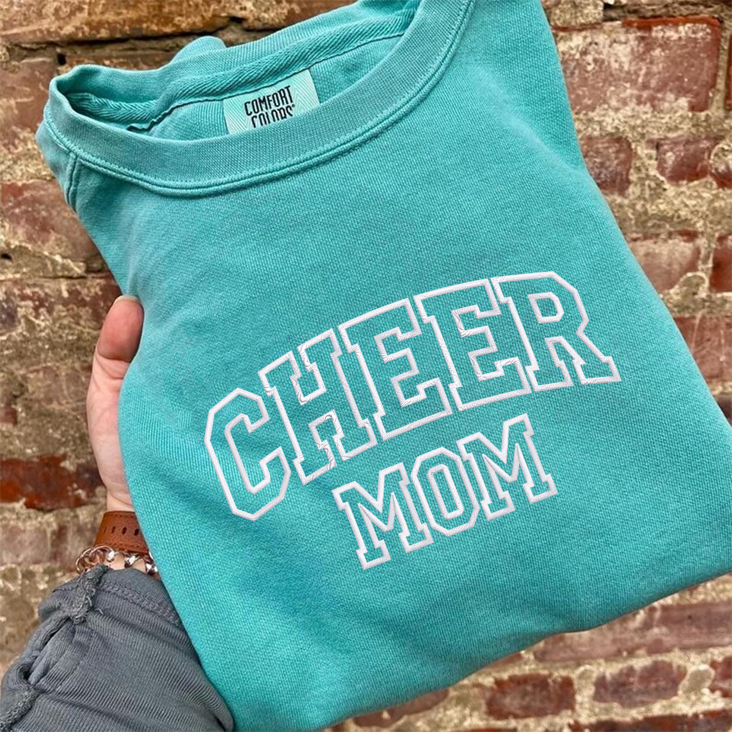Custom Embroidered Cheer Mom Sweatshirt & Hoodie with Kids Names on Sleeve - Perfect for Sports Games, School Events & Family Photos