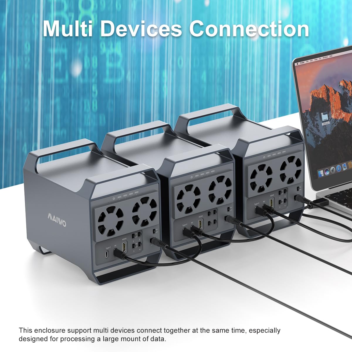 MAIWO 4 Bay USB-C Hard Drive Enclosure - 10Gbps High-Speed DAS for 3.5