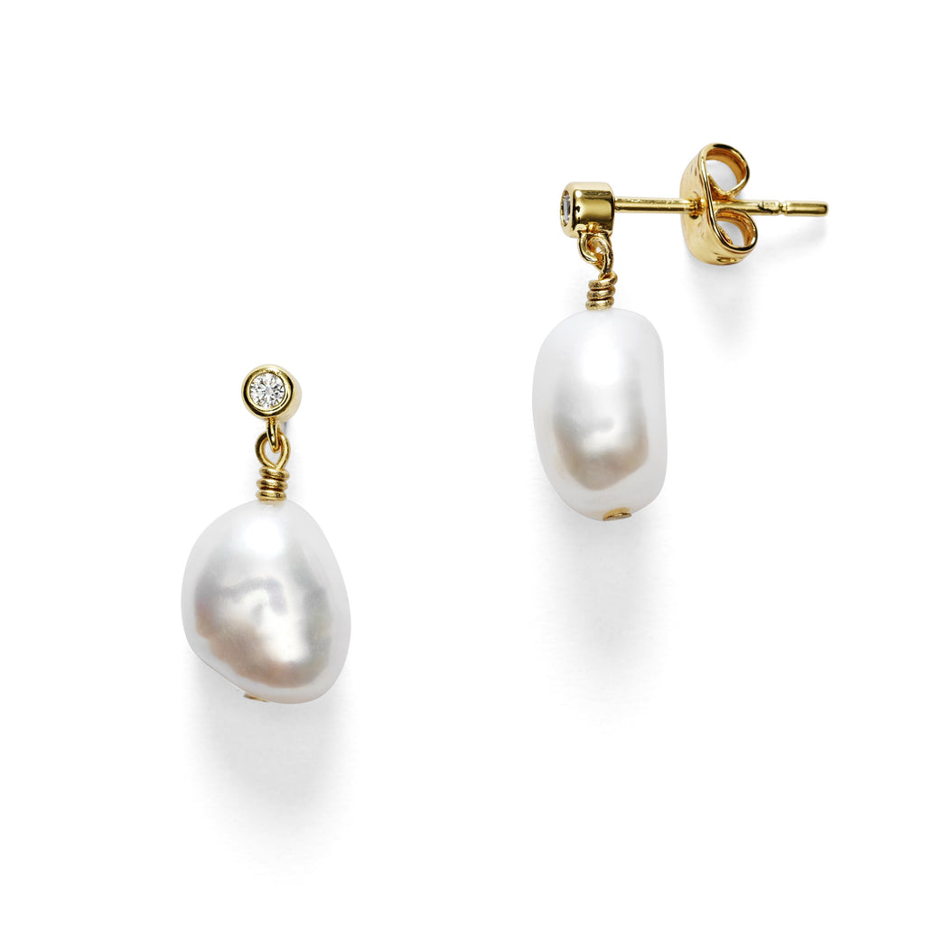 Anni Lu 14K Gold Pearl Earrings for Women - Elegant Pearl Studs for Wedding, Party & Everyday Wear