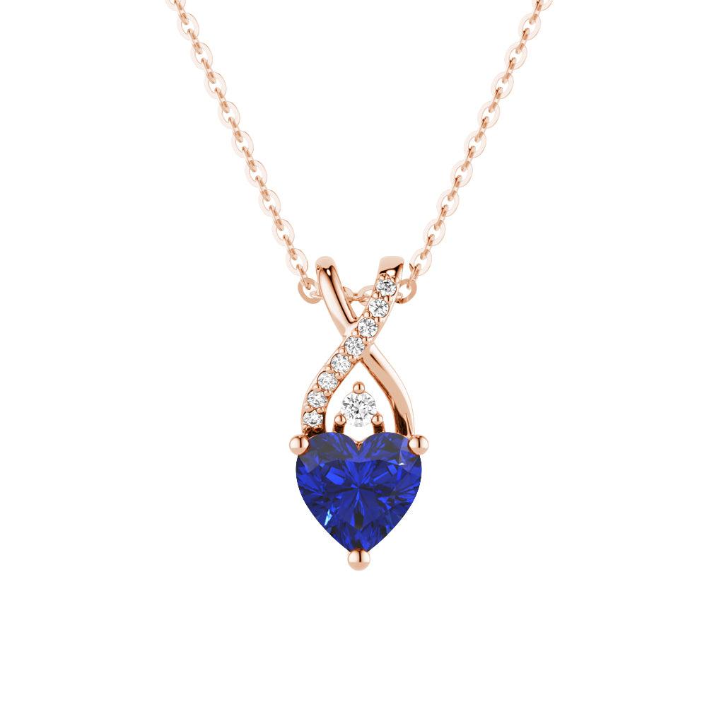 1.16 CT Solitaire Heart Sapphire & White Sapphire Pendant Necklace - Elegant Jewelry Gift for Women, Perfect for Valentine's Day, Anniversary & Special Occasions