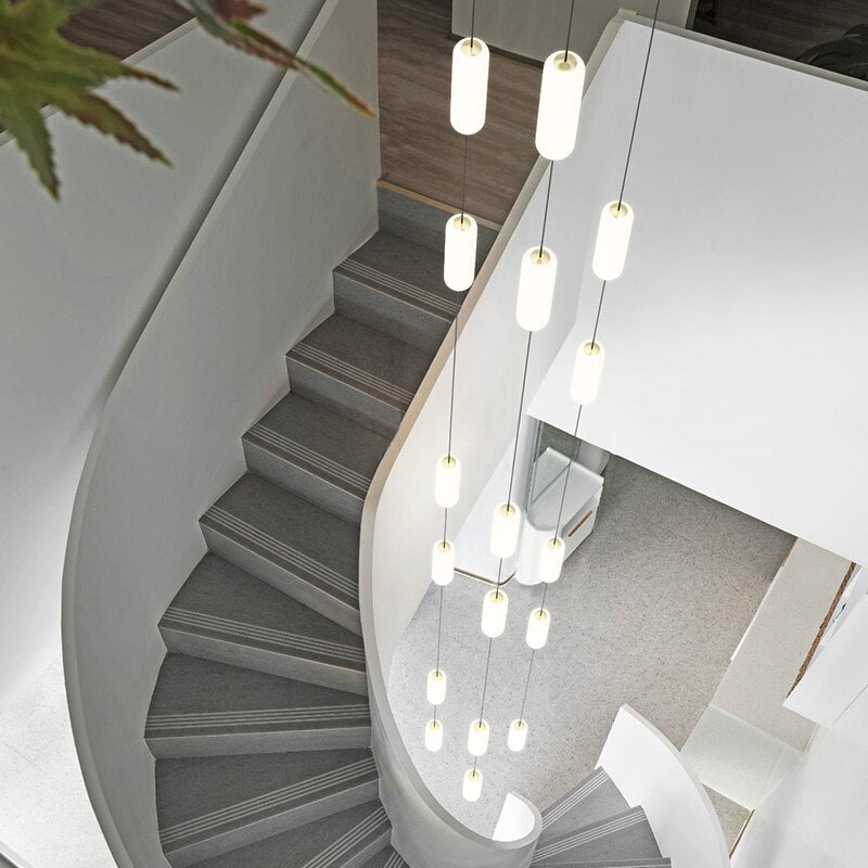 Elegant Staircase Chandelier Lighting Fixture - Modern Crystal Pendant Light for Home & Foyer Decor | Perfect for Stairwells, Entryways, and Grand Halls