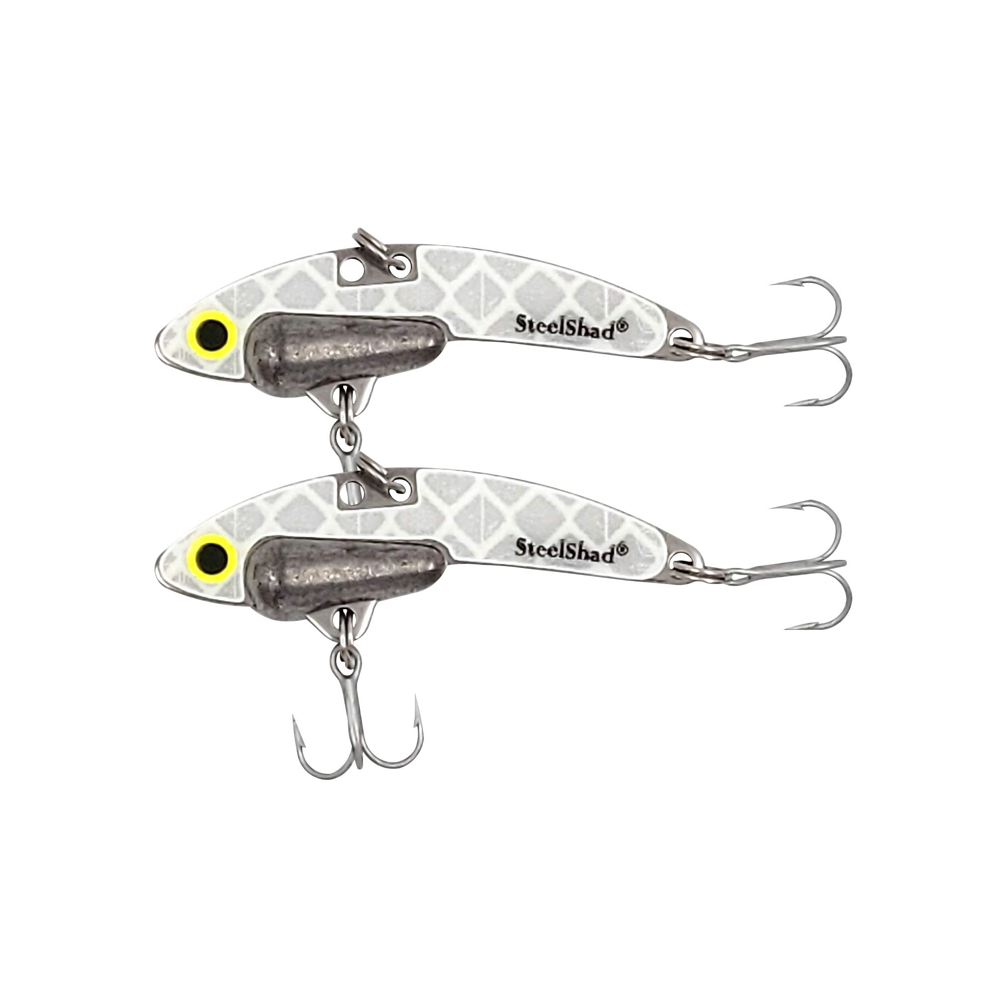 SteelShad Mini Series (1/4 oz) - 2 Pack Glow in The Dark Fishing Lures - Lipless Crankbait for Freshwater & Ice Fishing - Ideal for Panfish, Crappie, Walleye, Bass - Great for Night Fishing and Low Light Conditions