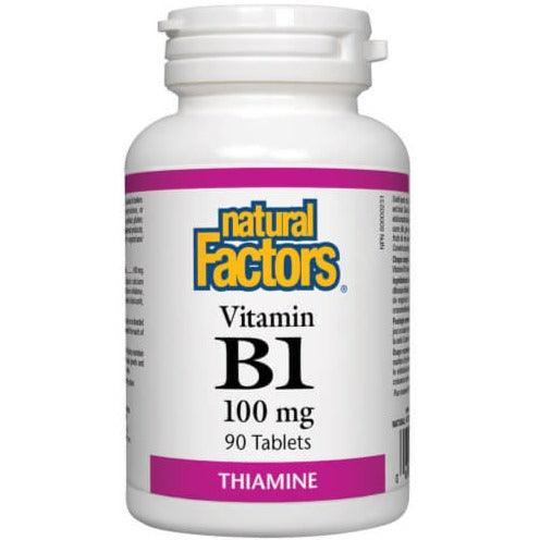 Natural Factors Vitamin B1 Thiamine 100mg - 90 Tablets for Energy Support & Nervous System Health - Ideal for Daily Wellness & Stress Relief