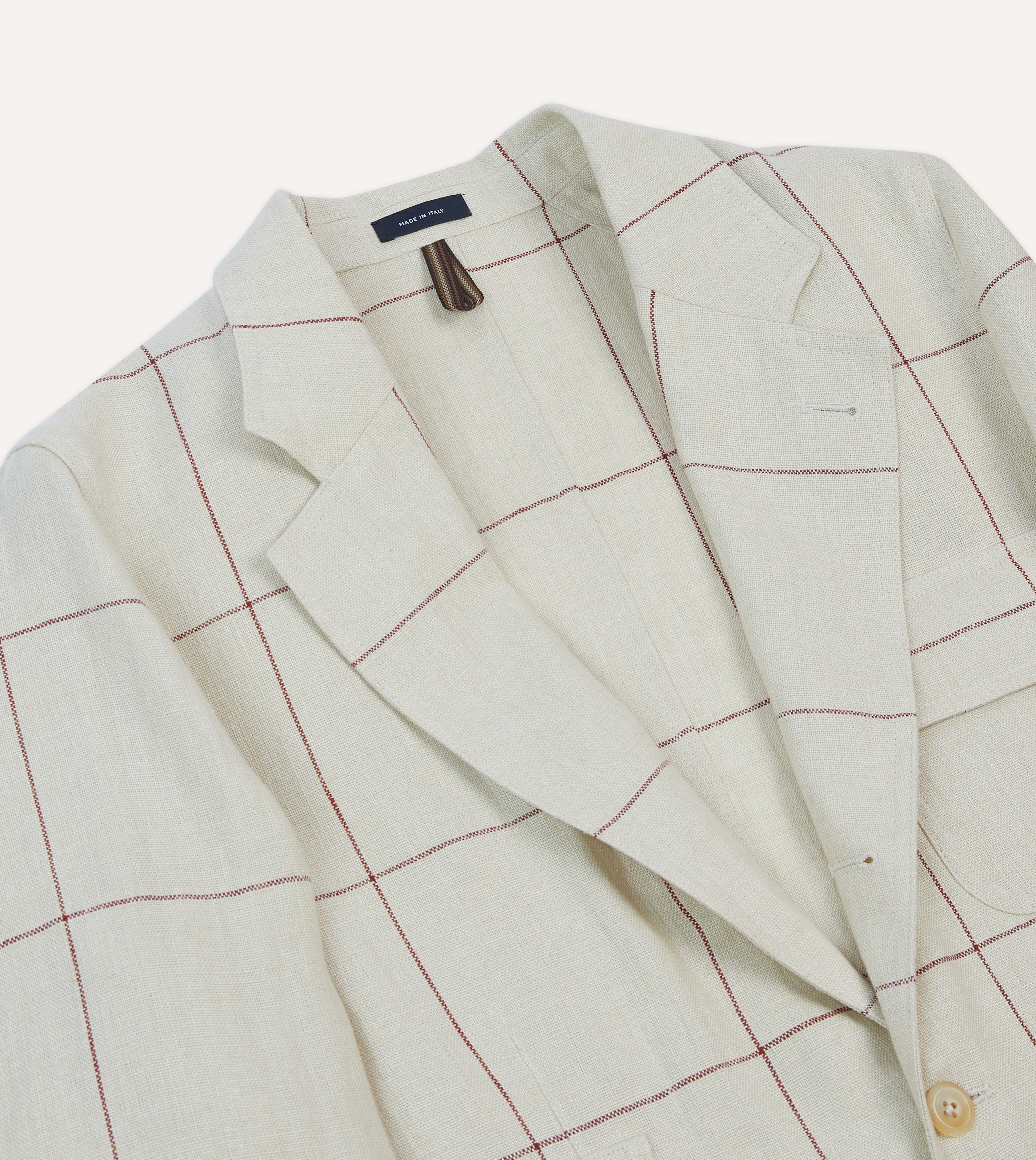Stylish Ecru & Red Windowpane Check Blazer Jacket for Men | Classic MK. IV Design | Perfect for Business Casual, Office Wear & Smart Outfits