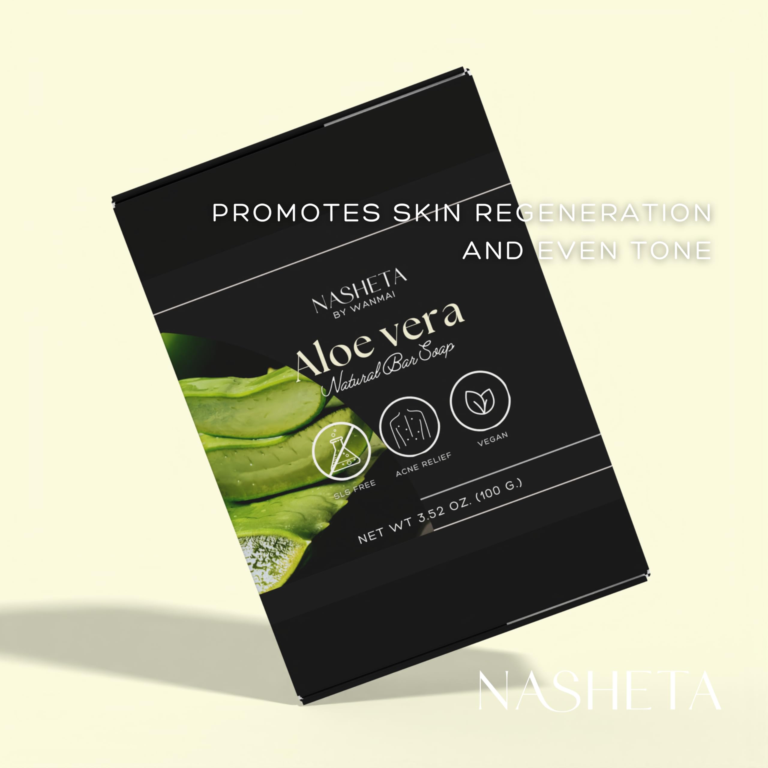Aloe Vera Natural Bar Soap - 3.52 oz (100g) for Moisturizing & Gentle Cleansing | Made in Thailand | Perfect for Dry, Sensitive Skin & Daily Skincare Routine