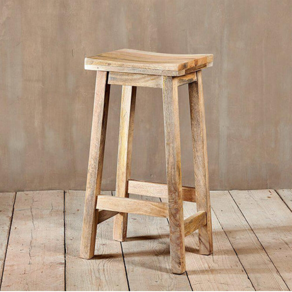 Ambi Mango Wooden Stool - Handcrafted Solid Wood Stool with Carved Design | Perfect for Home Decor, Living Room, Bedroom & Patio Furniture