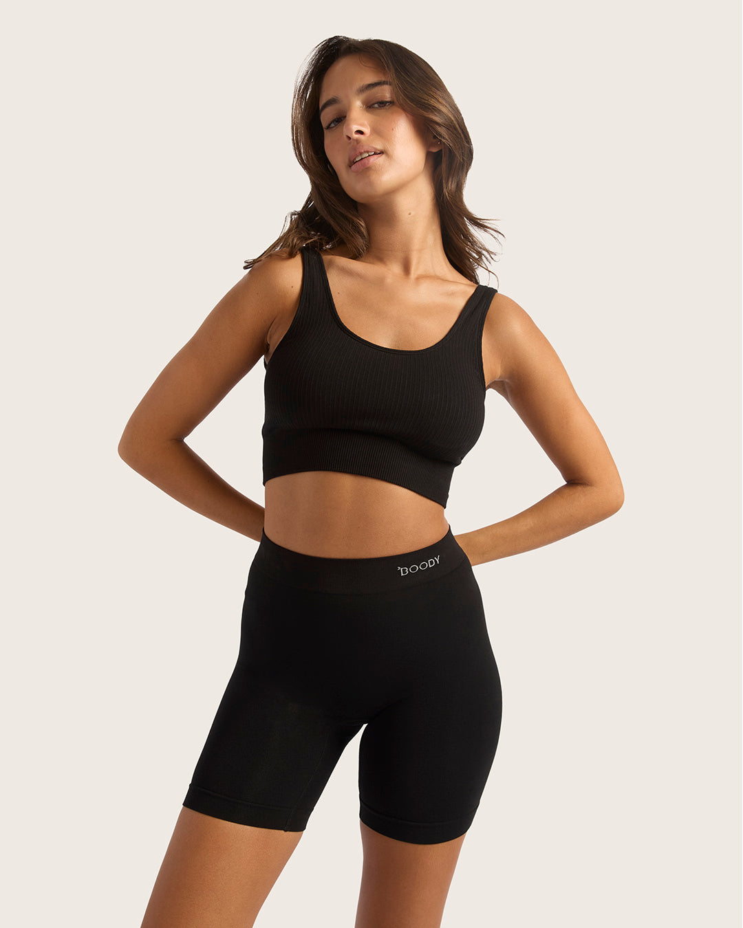 Seamless Ribbed Crop Top - Black | Women's Fashion Basic Tee for Casual Wear & Layering