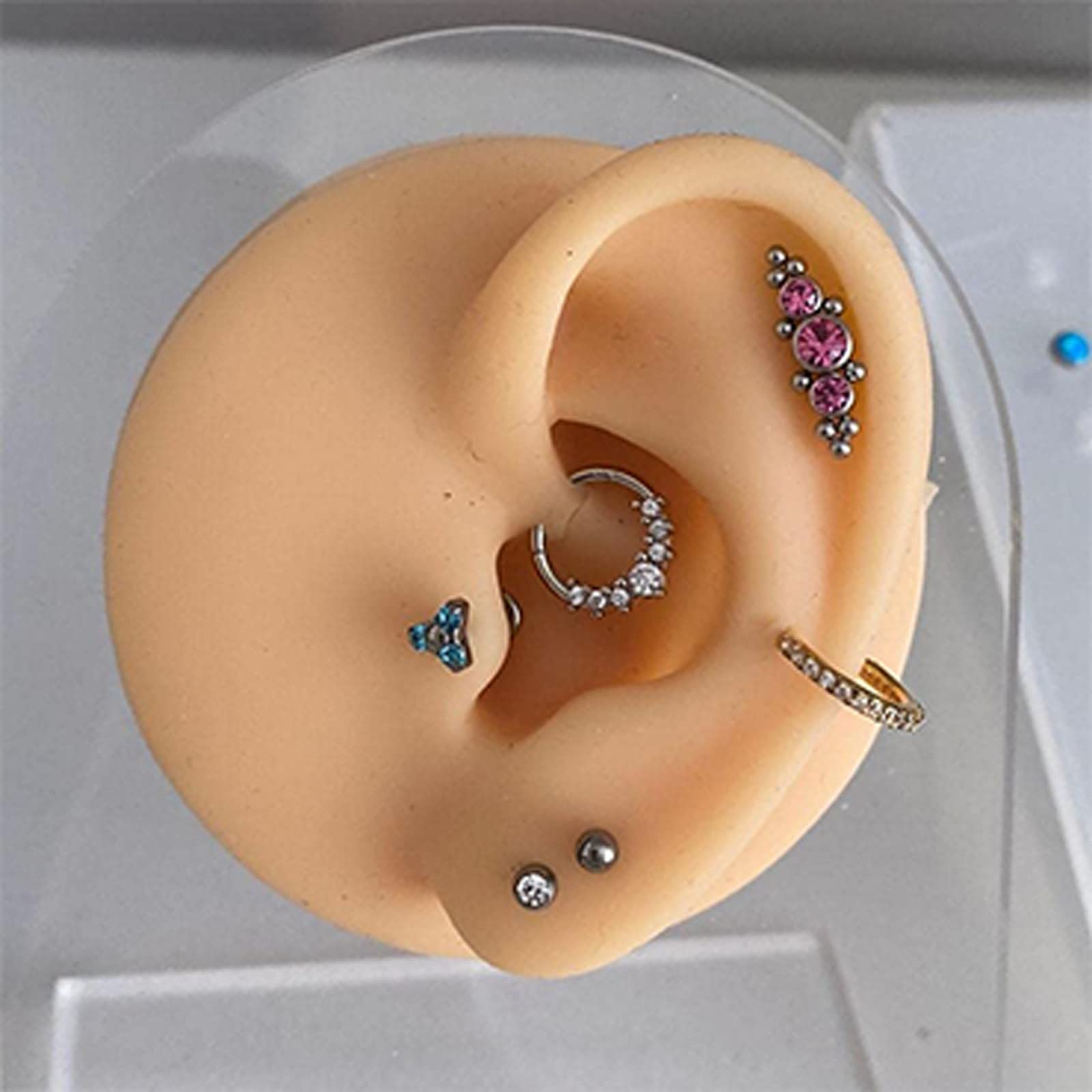1 Pc Reusable Silicone Ear Model for Acupuncture Training, Earring Display & Headset Props - Right Ear (Perfect for Medical Practice, Jewelry Showcase & Audio Equipment Demo)