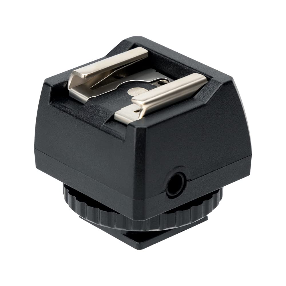JJC Hot Shoe Adapter with PC Sync & 3.5mm Port for Off-Camera Flash & Studio Lights - Perfect for Photography & Videography