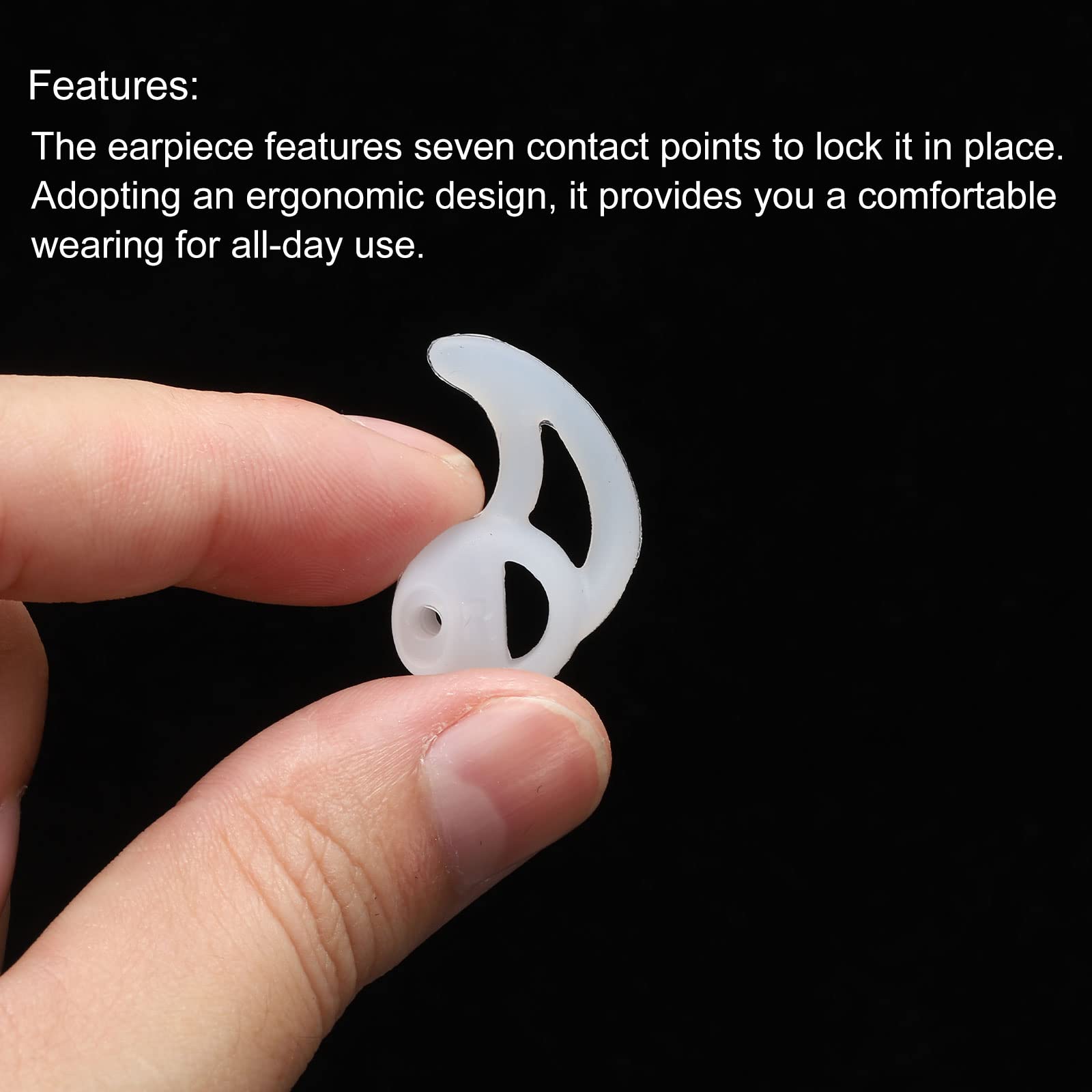 Meccanity Silicone Fin Earbuds for Radio Earpiece - Replacement Earpiece Tips for Coil Tube Headsets (2 Pair Small Fin, White) - Secure Fit for Police, Security & Communication Professionals During Field Operations
