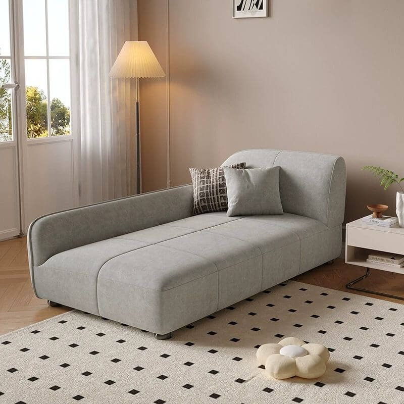 Modern Waterproof Solid Color Chaise Lounge Sleeper Chair with Flared Arm - Right Arm Facing Chaise for Living Room, Bedroom, or Office Relaxation