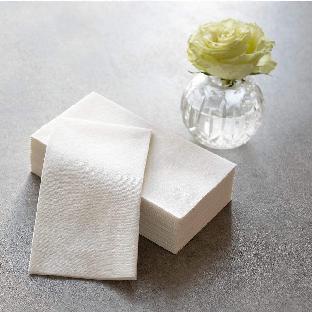 Premium White Caspari Linen Guest Towels - 12 Pack (100GG) | Elegant Paper Napkins for Weddings, Dinner Parties & Upscale Events