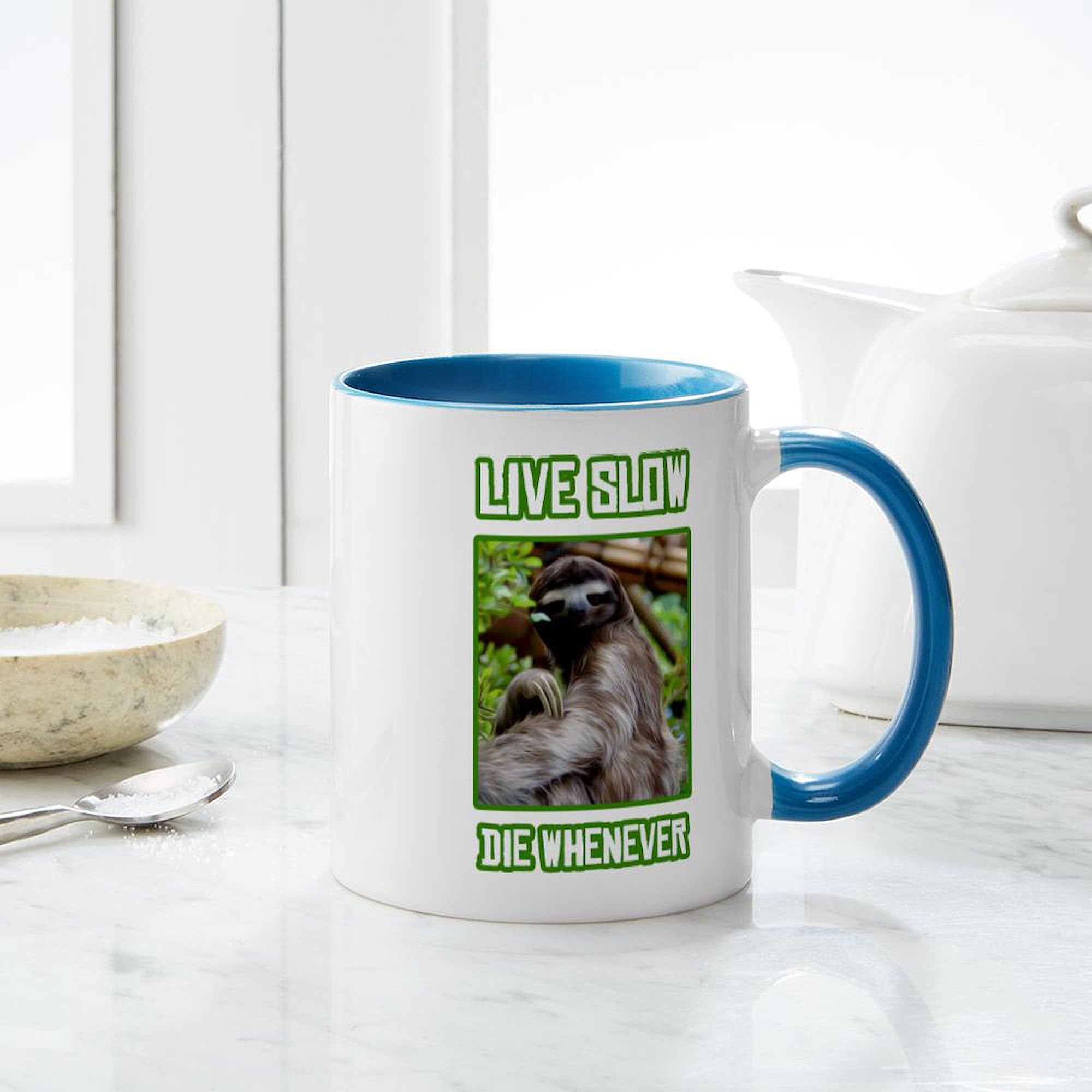 Live Slow Die Whenever 11 oz Ceramic Coffee Mug (325 ml) - Funny Sarcastic Gift for Office, Home & Travel - Perfect for Tea, Hot Chocolate & Coffee Lovers