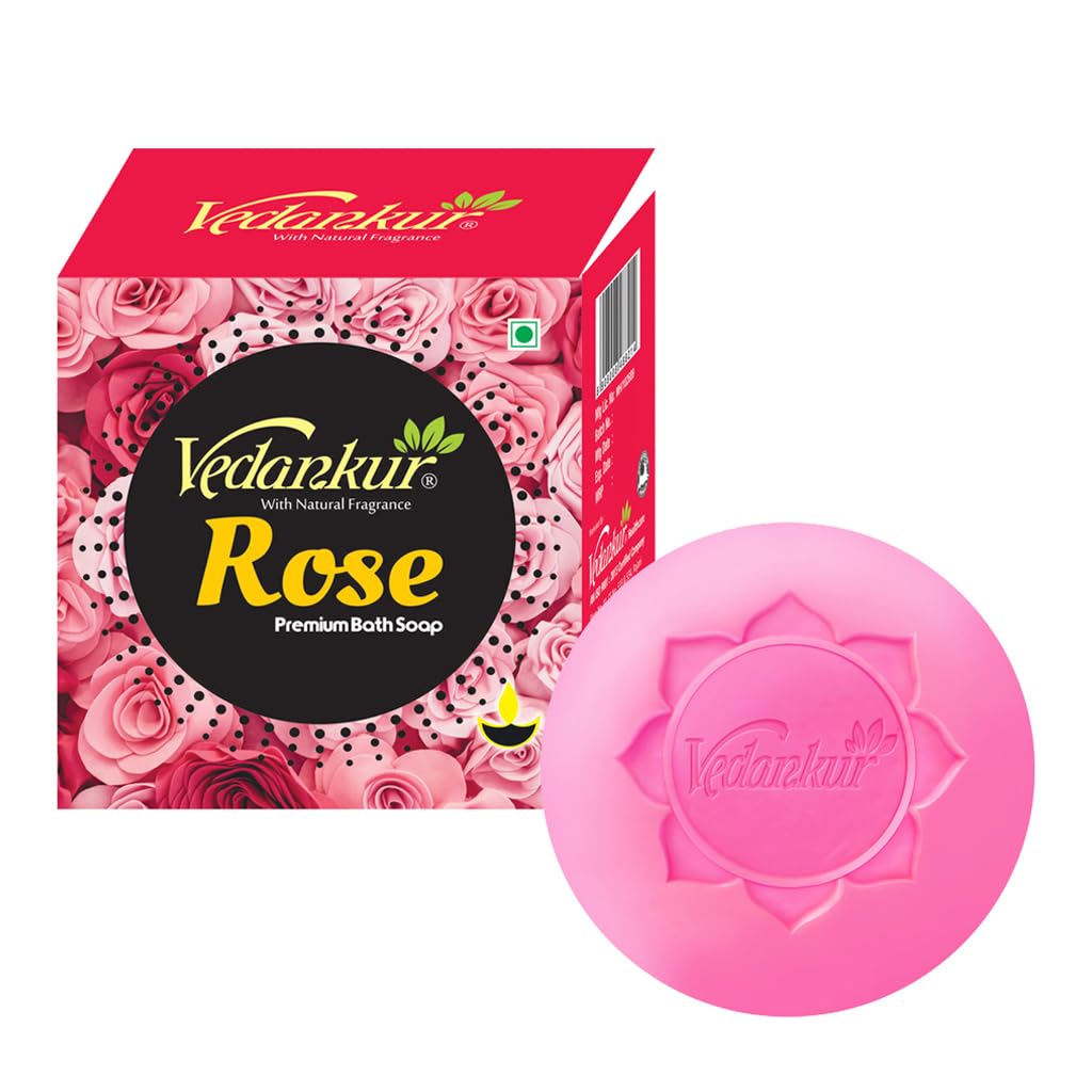 VEDANKUR ROSE SOAP 150 GM (Pack of 4) - Natural Handmade Soap for Soft Skin, Moisturizing & Aromatherapy - Perfect for Daily Use, Gifts & Spa Relaxation