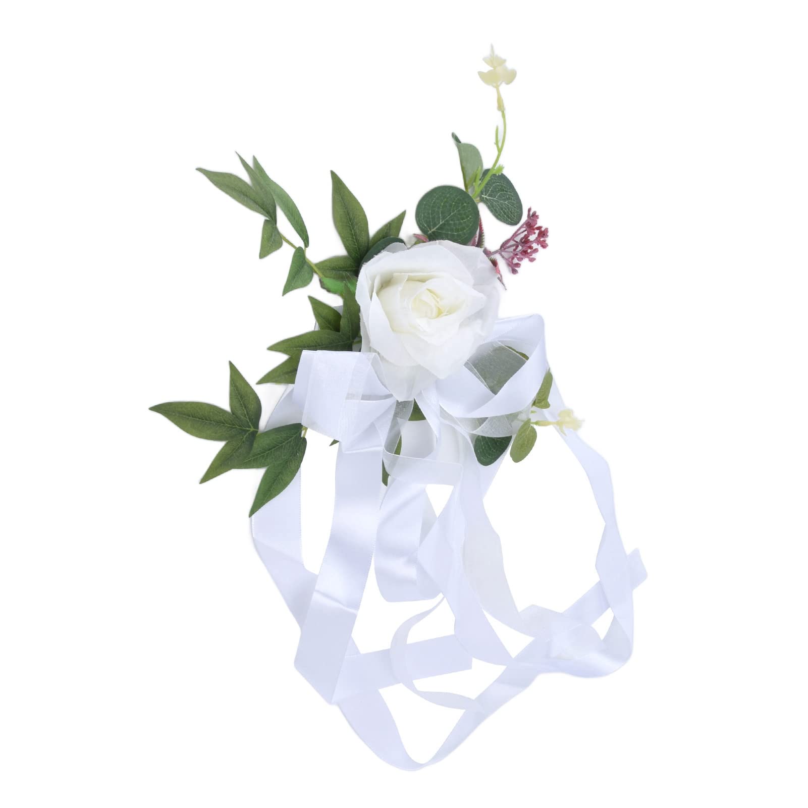 Elegant White Artificial Flower Bouquet with Ribbon for Wedding Chair Decorations - Perfect for Aisle Decor, Ceremony Backdrops & Photography Props