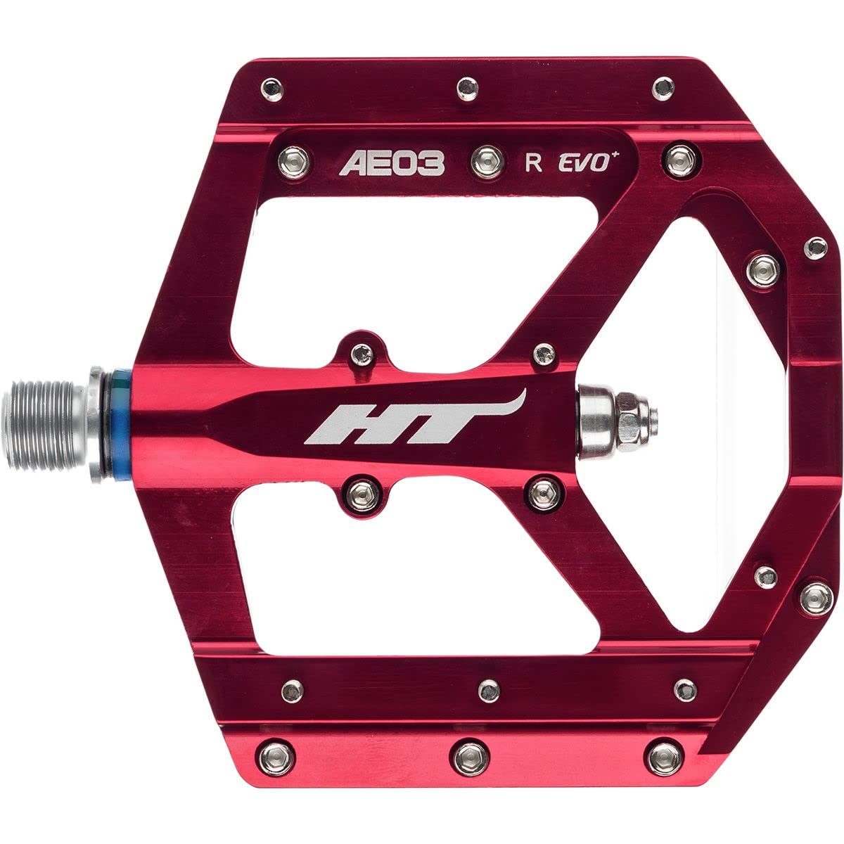 HT Components Ae03 Evo Bike Pedals - Red Cycling Pedals for Mountain & Road Bikes | Lightweight & Durable for Trail Riding & Commuting