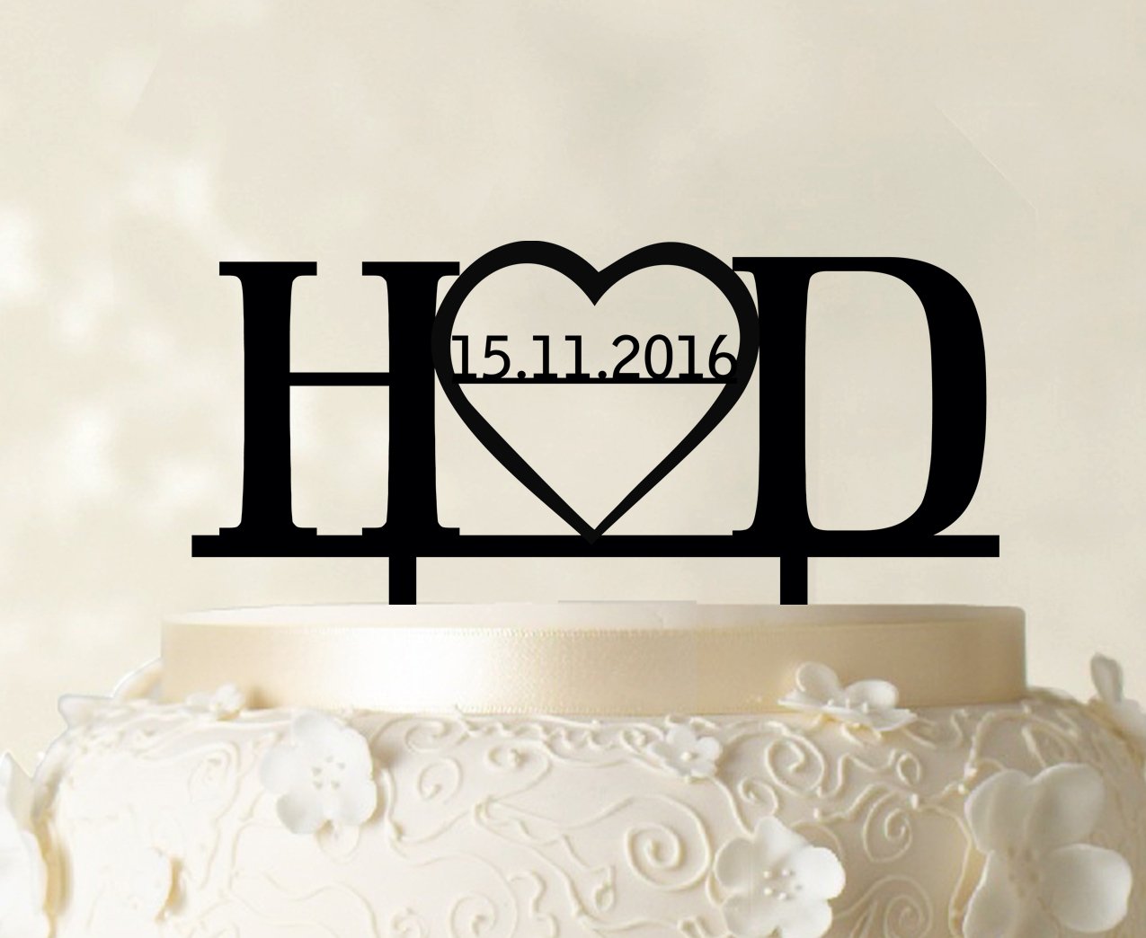 Custom Monogram Wedding Cake Topper - Personalized Cake Decorations (5