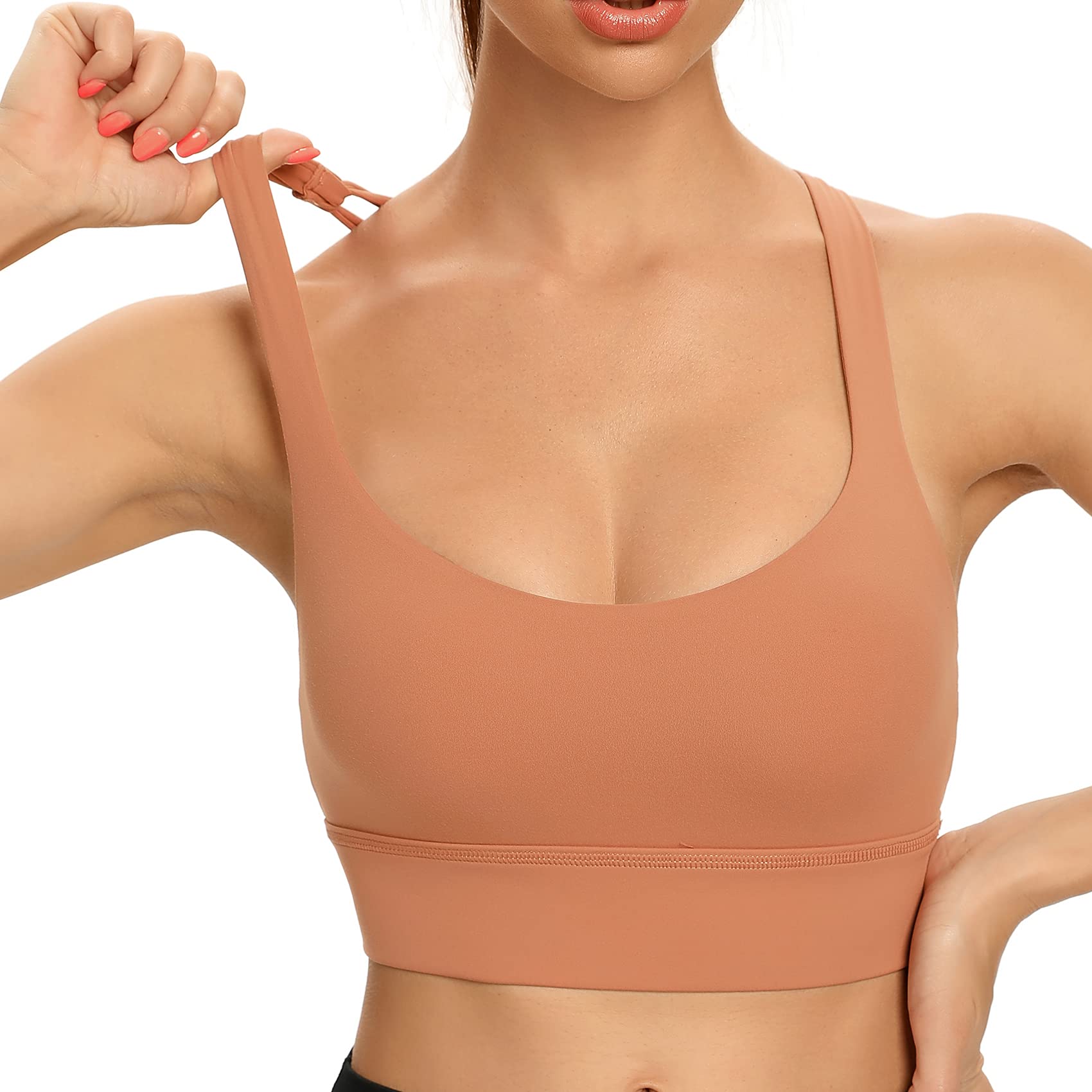 Lemedy Women's Cross Back Sports Bra - High Support Fitness Yoga Top with Strappy Longline Design - Perfect for Workouts, Running, Yoga & Gym
