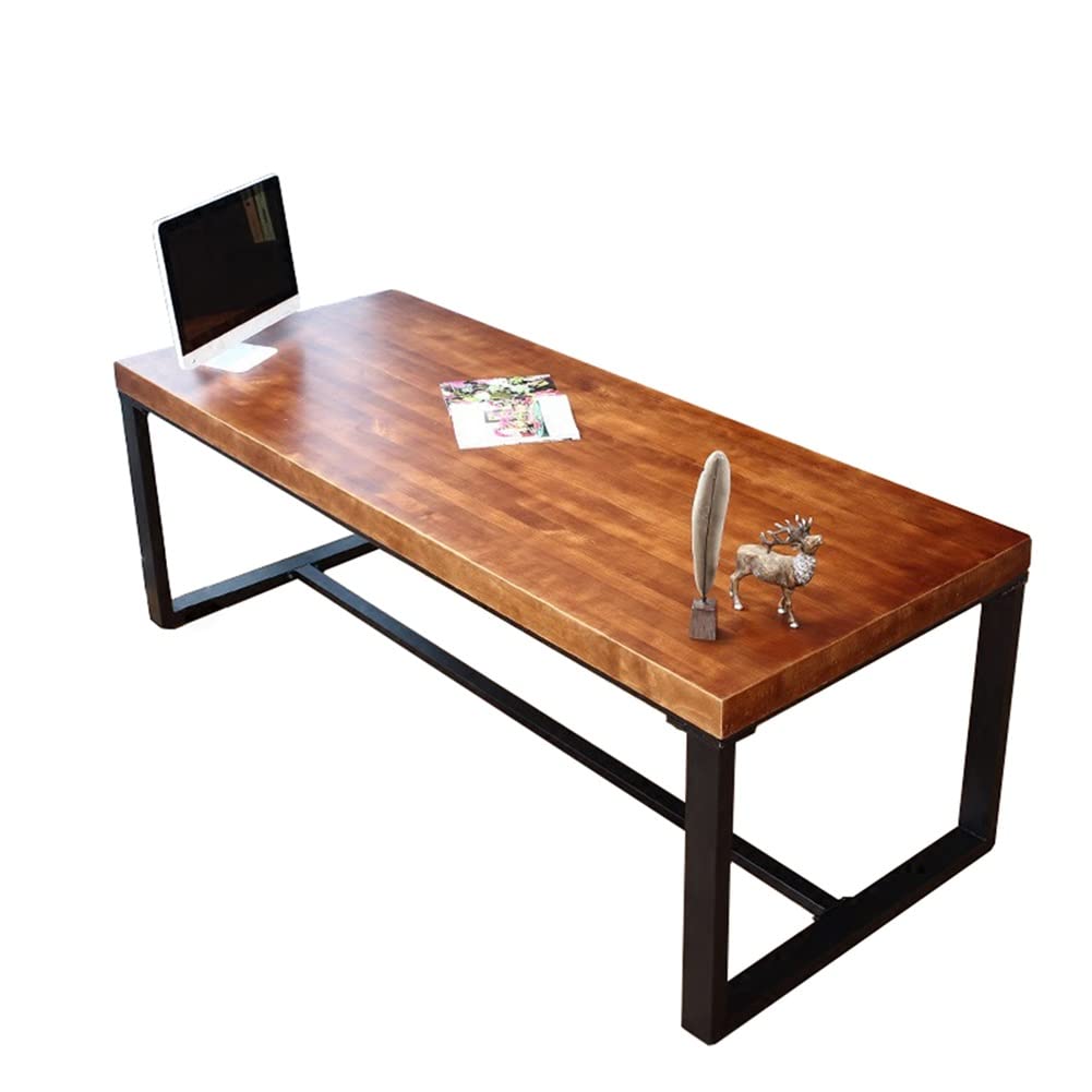 Industrial Solid Wood Computer Desk for Home Office & Gaming - 94.5