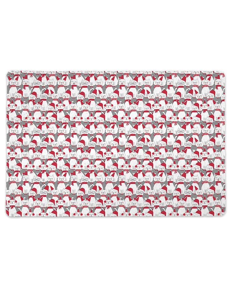 Smartprints Santa Hats and Cats Non-Slip Pet Mat - Rectangle Christmas Dog & Cat Bed Mat for Holiday Decorations - Perfect for Living Room, Bedroom, and Pet Play Areas