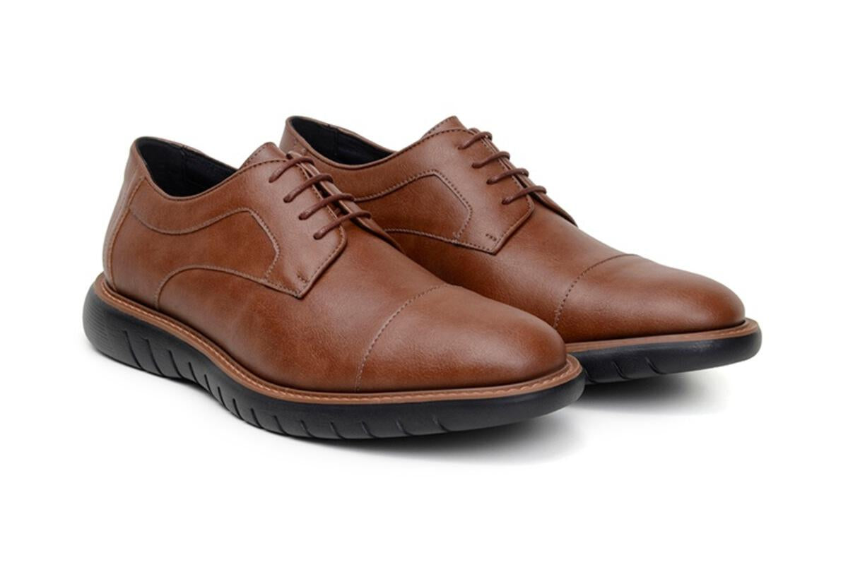 Ahimsa Vegan Leather Jack Oxford Shoes in Cognac - Wide Width Available - Perfect for Business Casual & Office Wear