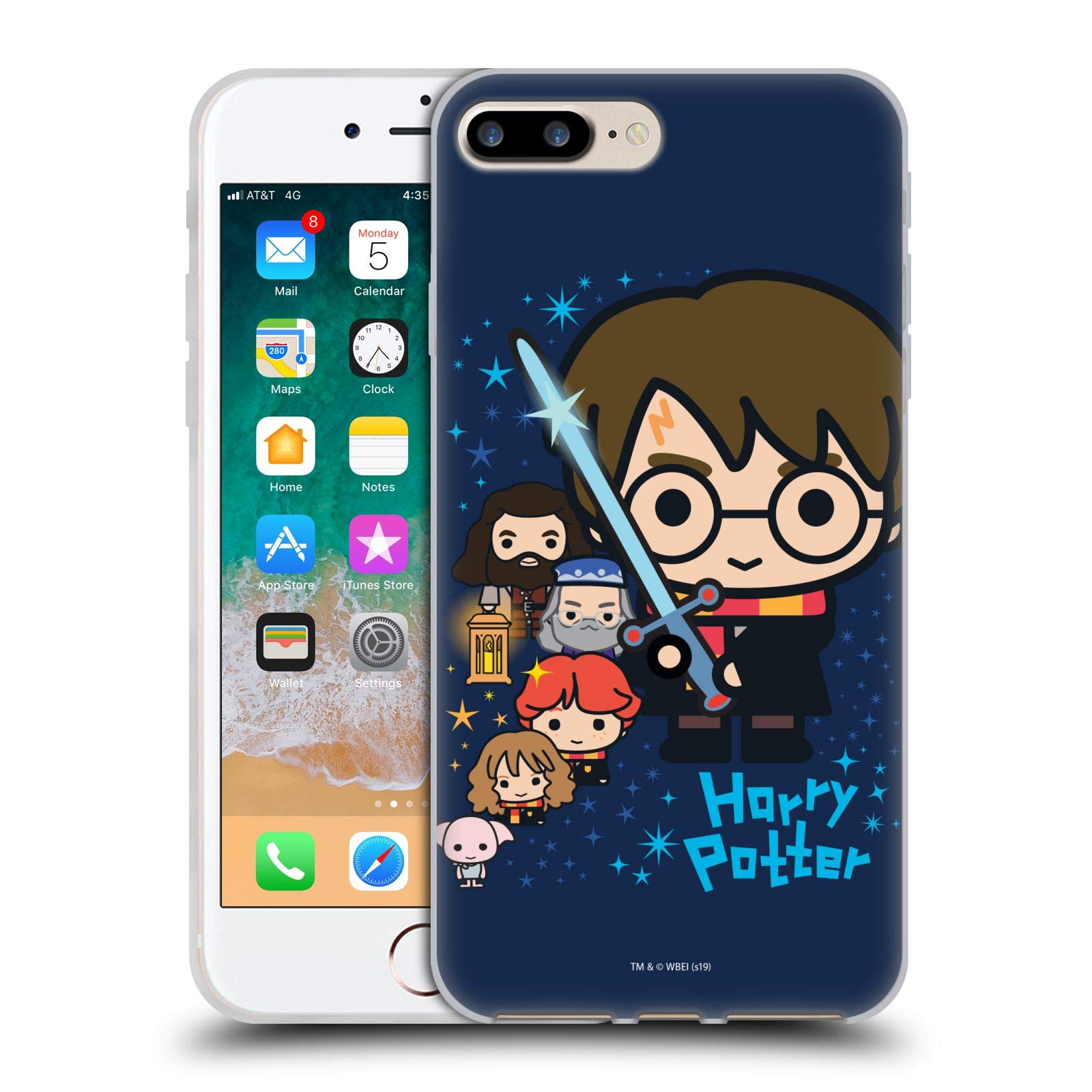 Official Harry Potter Deathly Hallows Soft Gel Case for iPhone 7 Plus/iPhone 8 Plus - Licensed Character Design, Durable Protection for Everyday Use & Potterhead Fans