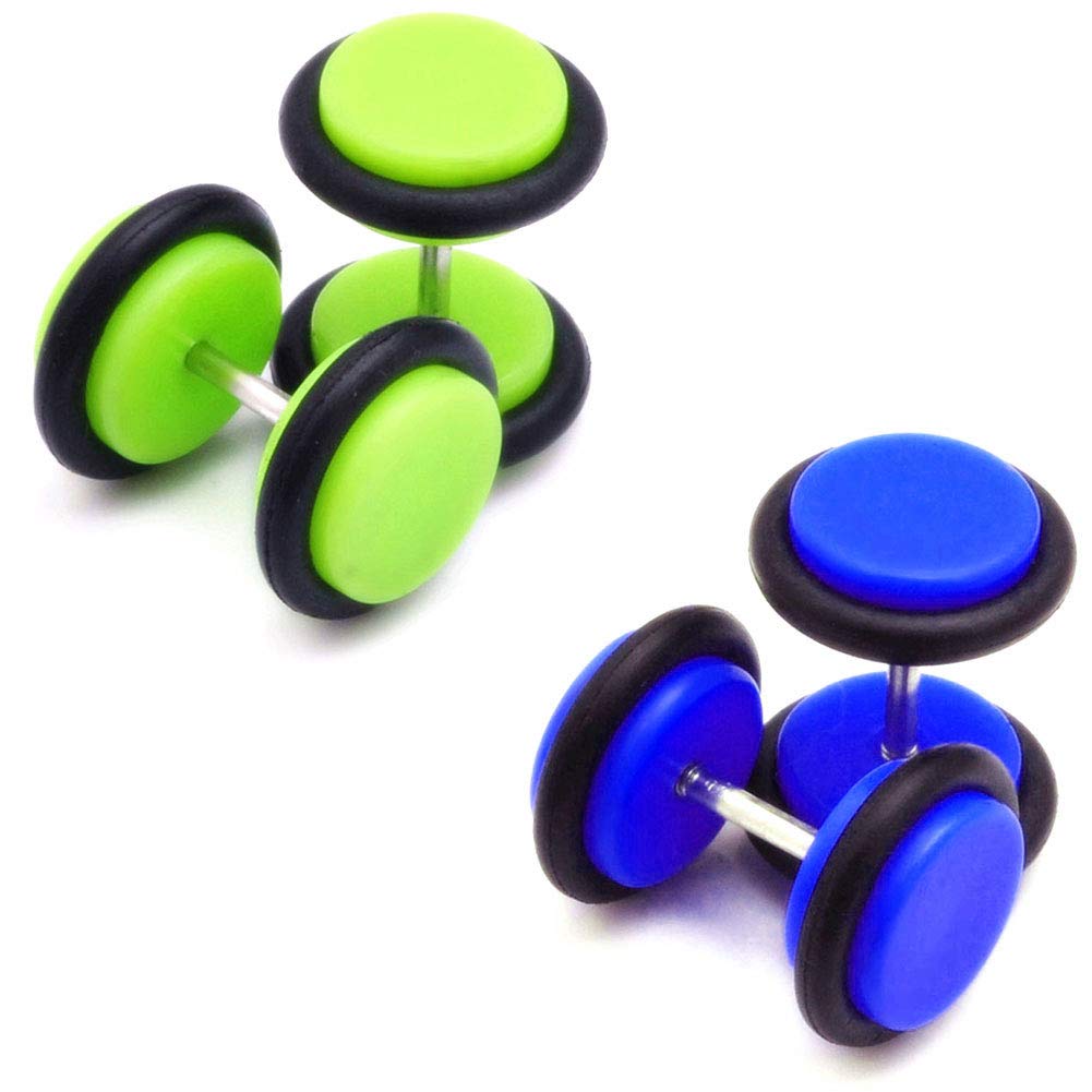 NASAMA 8-Pair Acrylic Stud Earrings Set - Fake Gauges & Faux Plugs Kit (16 Pieces) - Perfect for Costume Parties, Daily Wear & Ear Stretching Practice