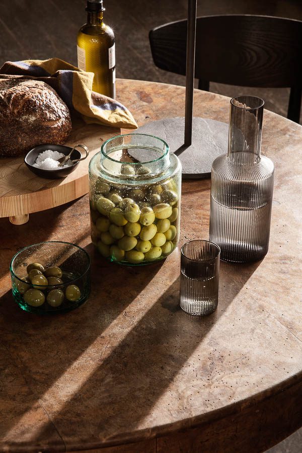 FERM LIVING Oli Recycled Glass Container - Eco-Friendly Storage Jar for Kitchen, Bathroom & Office Organization | Perfect for Spices, Cotton Balls & Desk Supplies