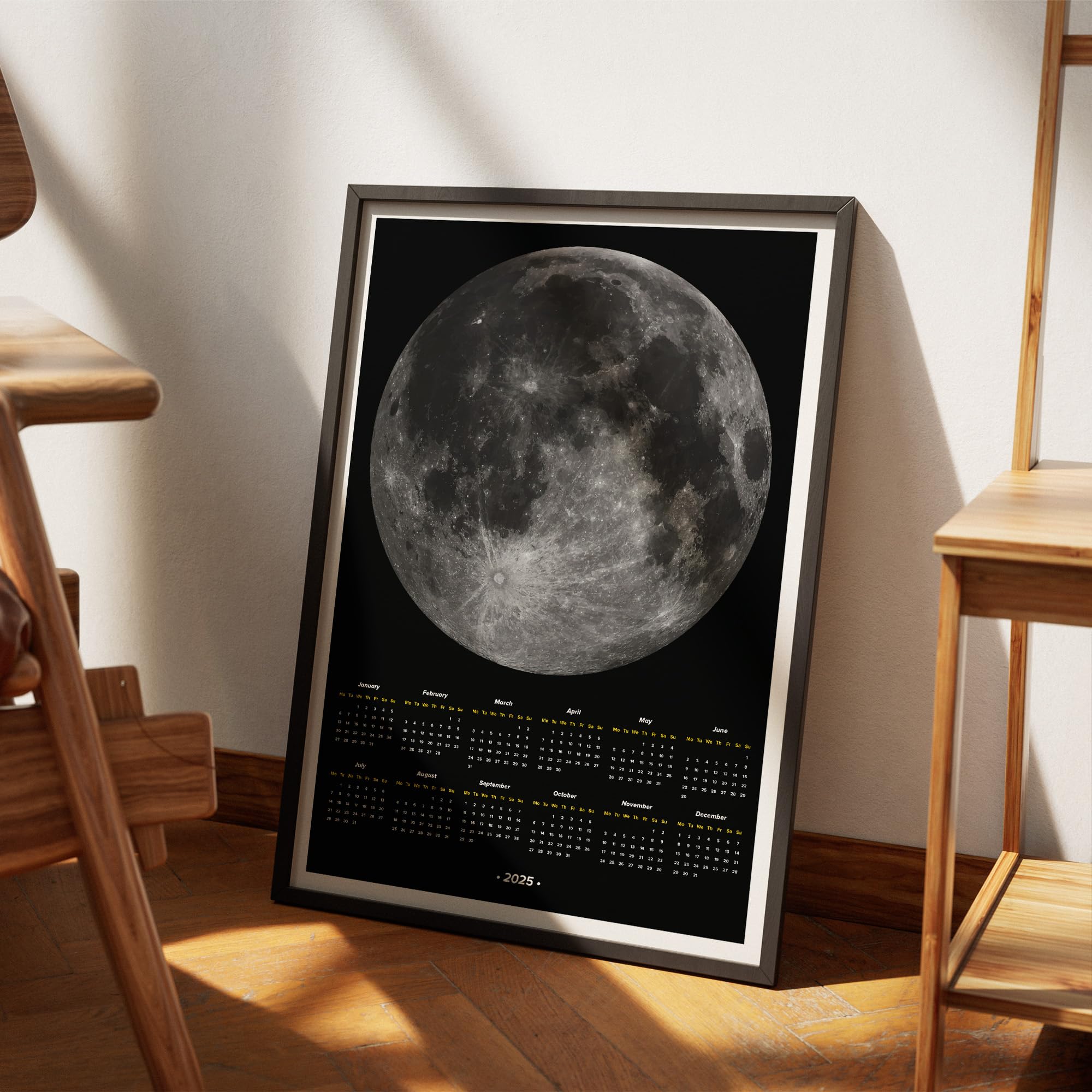 2025 Moon Phase Calendar with Lunar Phases - Perfect for Wall Decor, Office Planning & Astronomy Enthusiasts