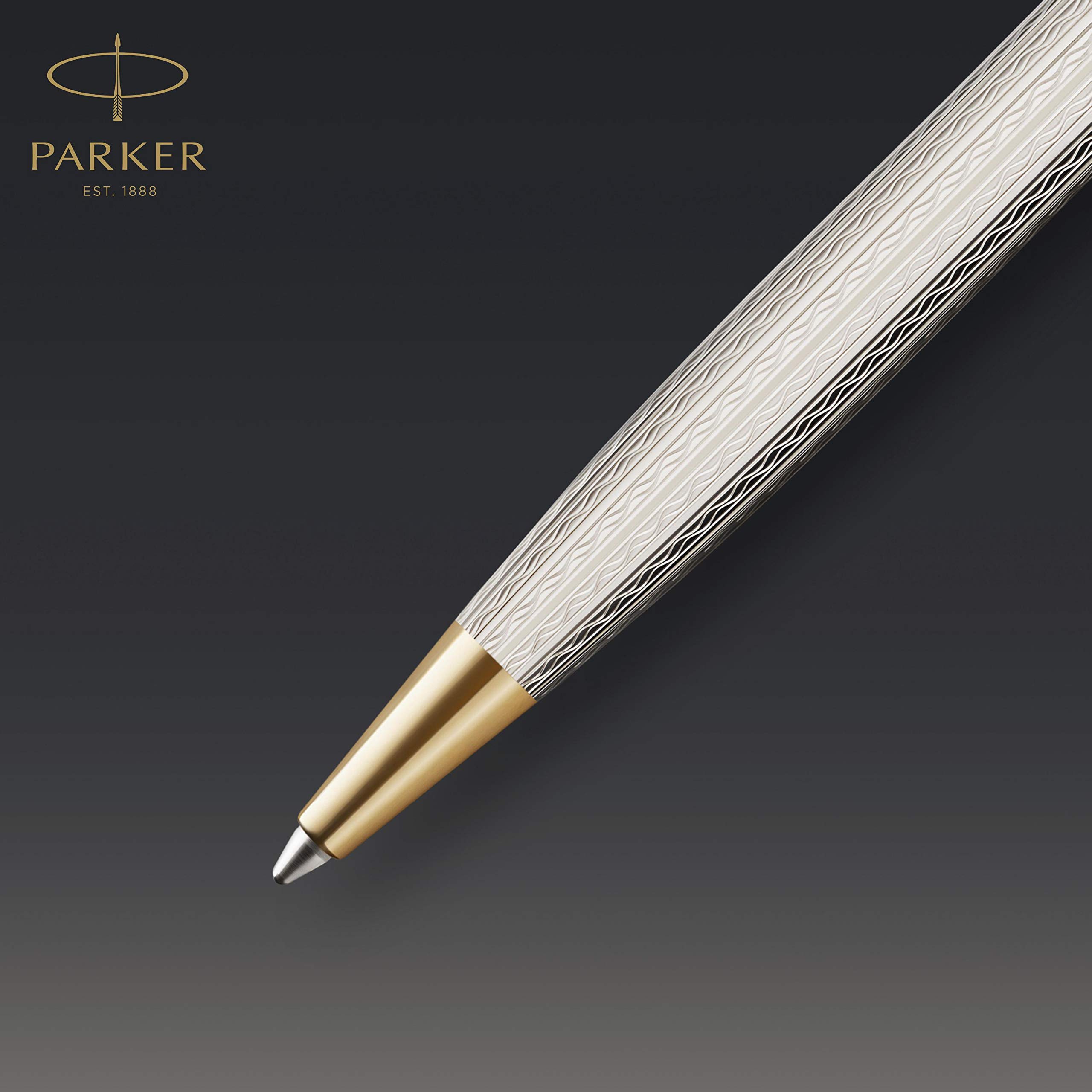 Parker Sonnet Ballpoint Pen - Premium Stainless Steel Luxury Writing Pen with Gift Box - Perfect for Business Gifts, Graduation Presents & Everyday Elegant Writing