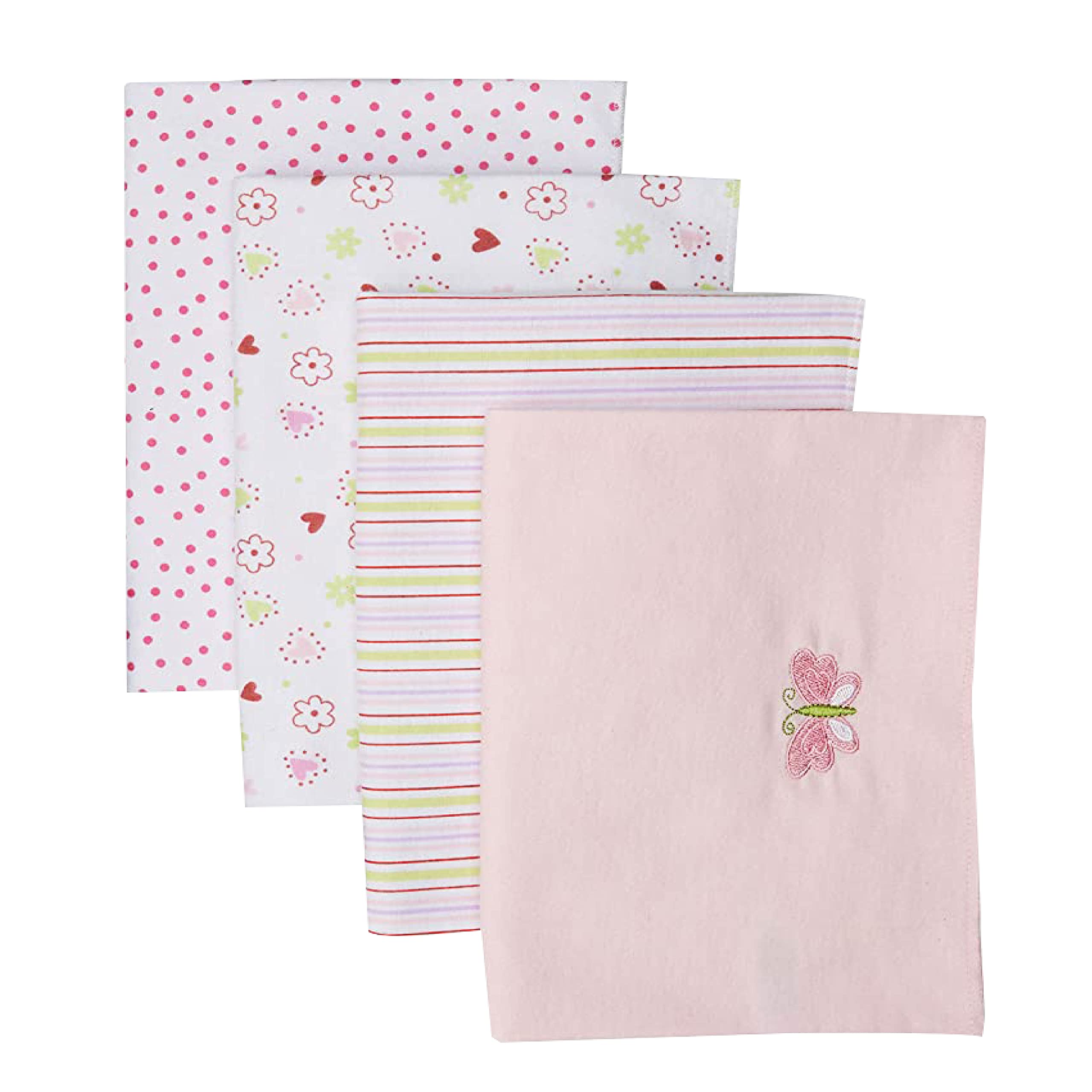Spasilk Baby 4-Pack 100% Cotton Flannel Receiving Blankets - Soft & Cozy Newborn Swaddle Blankets for Boys & Girls - Perfect for Swaddling, Nursing, Stroller & Crib Use