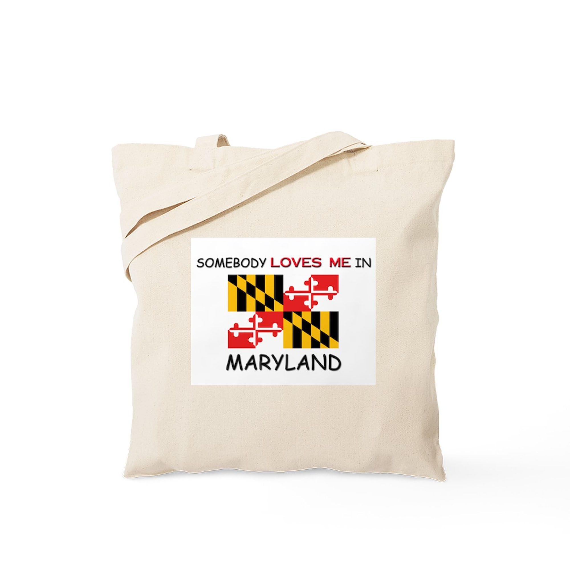 Somebody Loves Me In Maryland Tote Bag - Natural Canvas Reusable Shopping Bag for Groceries, Beach & Everyday Use