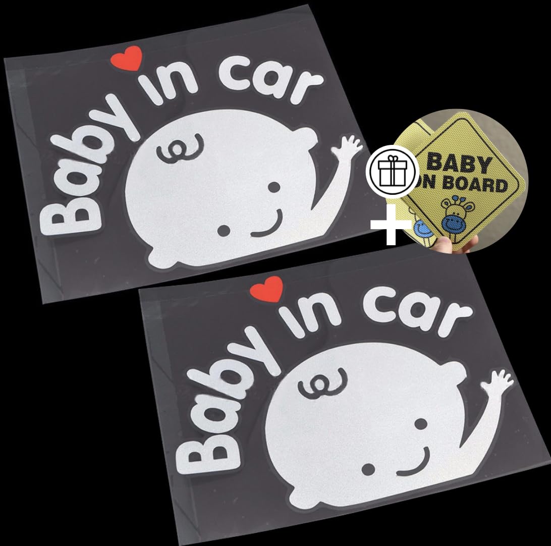 2Packs Baby on Board Car Stickers - Cute Waving Baby Boy Safety Decal for Vehicle Window | Perfect for New Parents & Family Car Safety Awareness