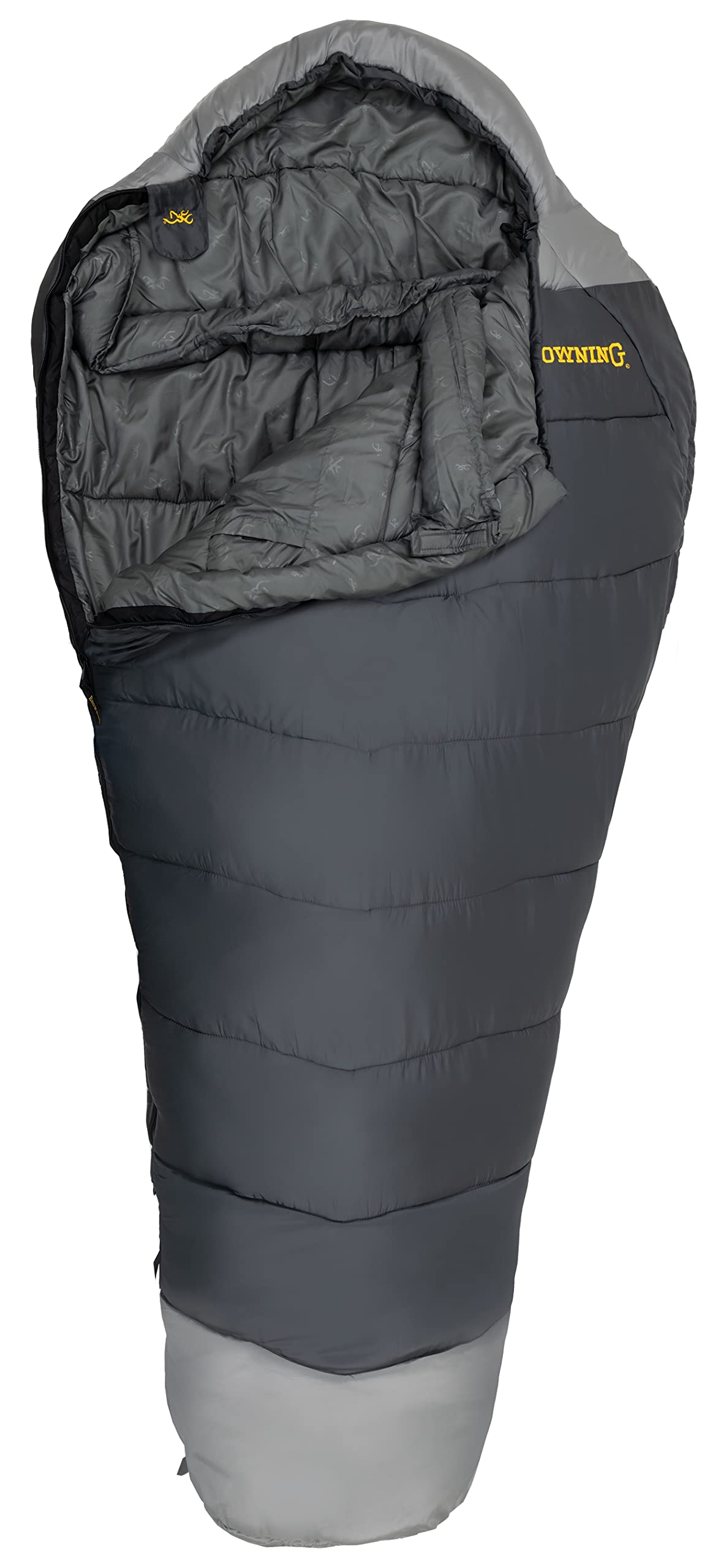 Browning Camping Denali -30°F Extreme Cold Weather Mummy Sleeping Bag for Adults - Lightweight, Water-Resistant, Charcoal/Gray - Perfect for Winter Camping, Backpacking & Outdoor Adventures