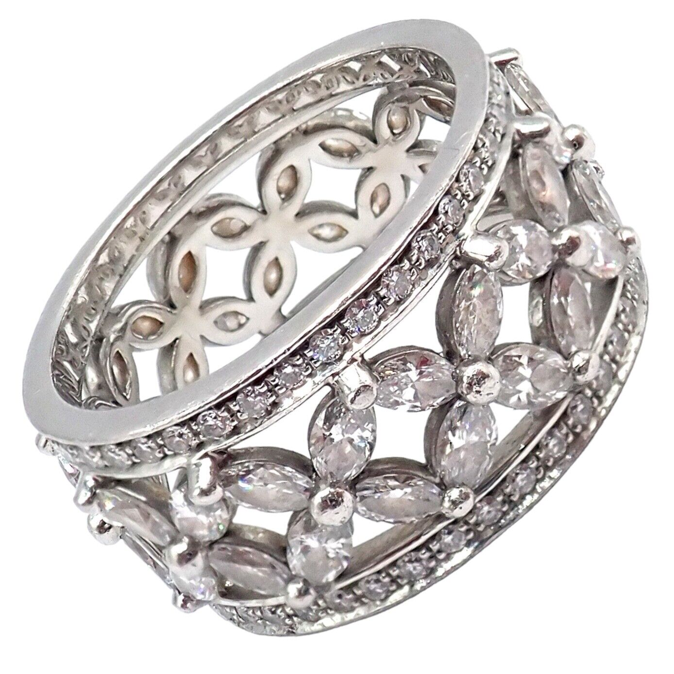 Authentic Tiffany & Co Platinum 2.34ctw Diamond Victoria Wide Band Ring Size 5.5 - Elegant Wedding, Anniversary & Special Occasion Jewelry Gift for Women