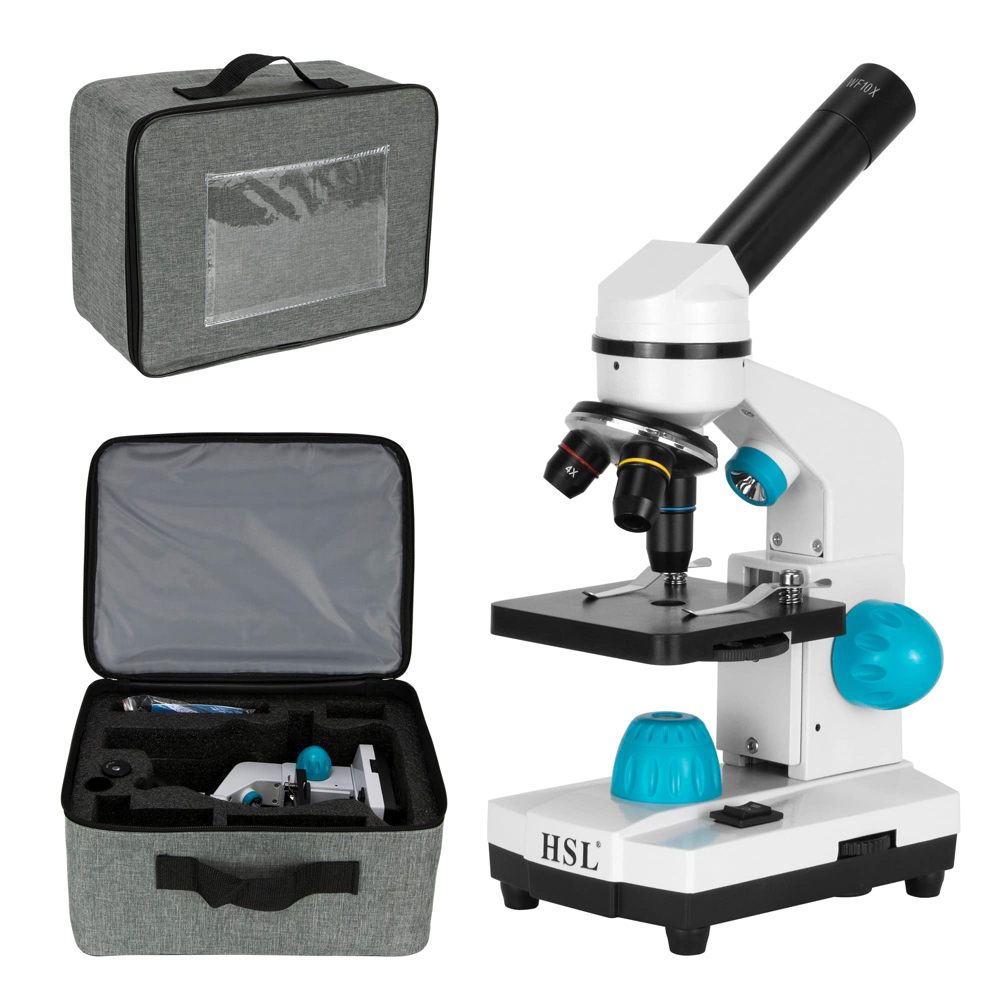 HSL 40X-2000X Compound Monocular Microscope with Dual LED Illumination & Phone Adapter - Professional Microscopes for Adults, Students & Beginners | Ideal for Biology Lab, Classroom Education & Home Science Experiments