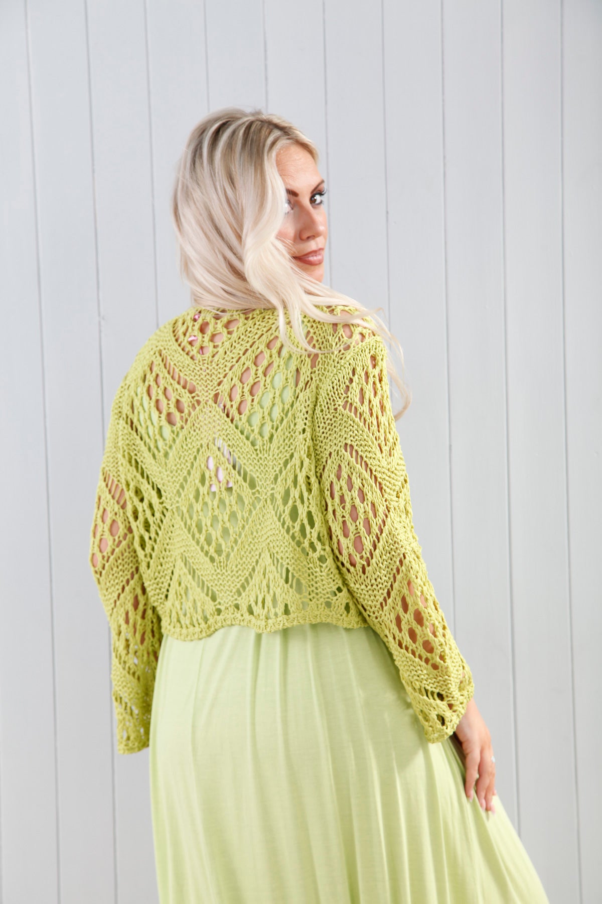 Orlena Women's Lightweight Cardigan Sweater - Soft Knit Open Front Long Sleeve Wrap Cover Up - Perfect for Office, Travel & Casual Wear - Lime Green