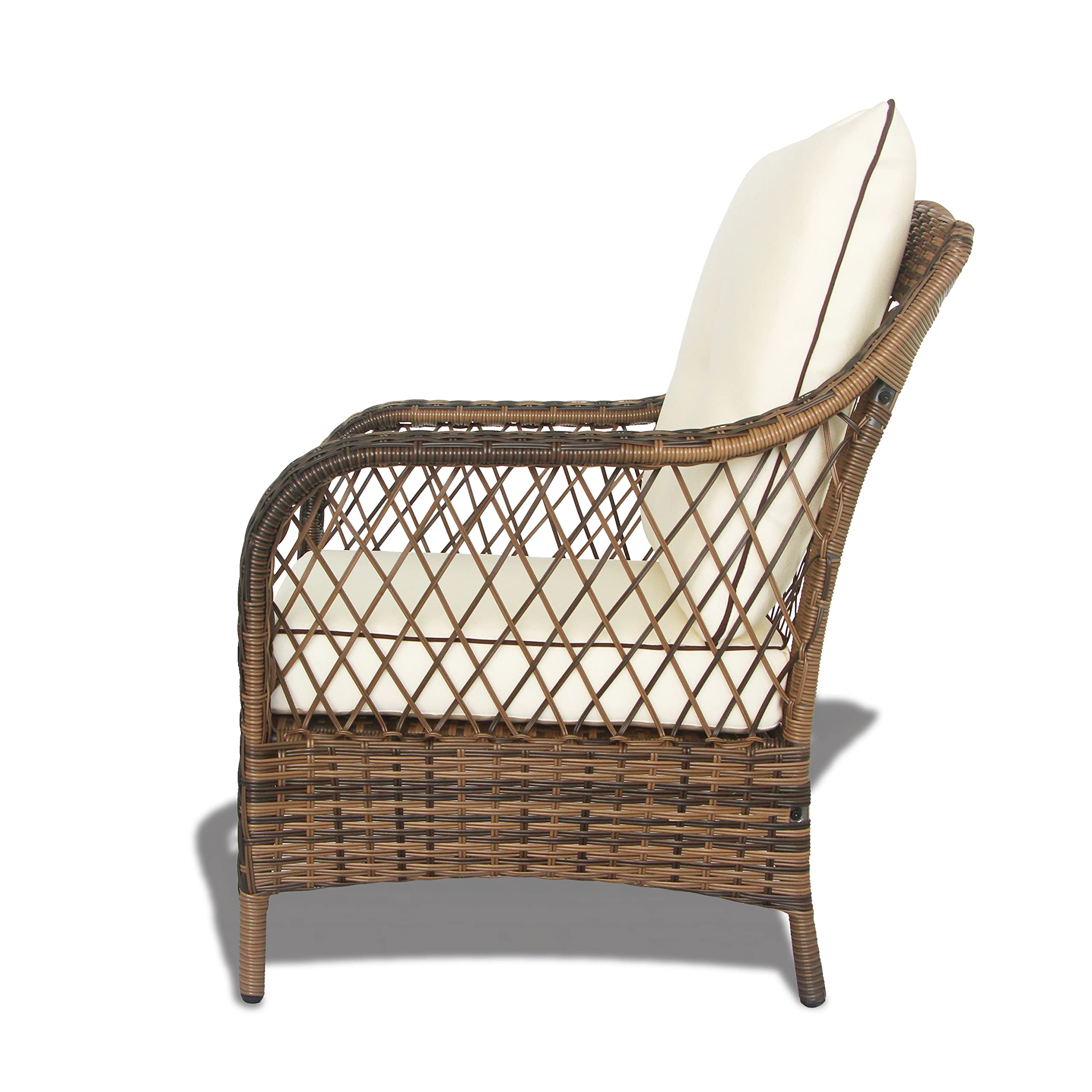 N&V 3-Piece Outdoor Bistro Set - Patio Conversation Furniture with Rattan Chairs & Table - Beige, Red, Green (Beige) - Perfect for Balcony, Garden, Poolside & Backyard Relaxation