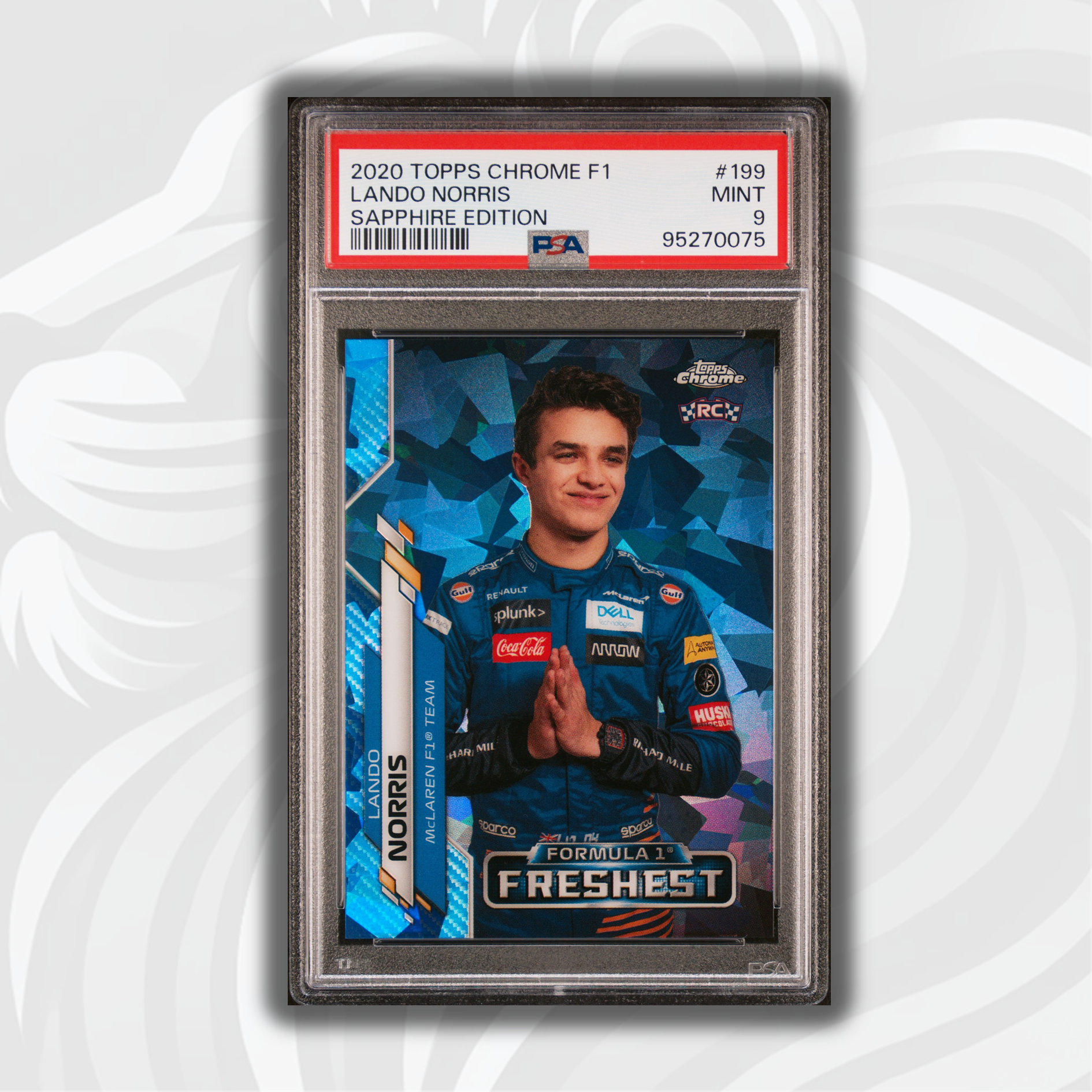 2020 Topps Chrome Sapphire Lando Norris #199 PSA 9 Rookie Card - F1 Racing Collectible for Display & Investment