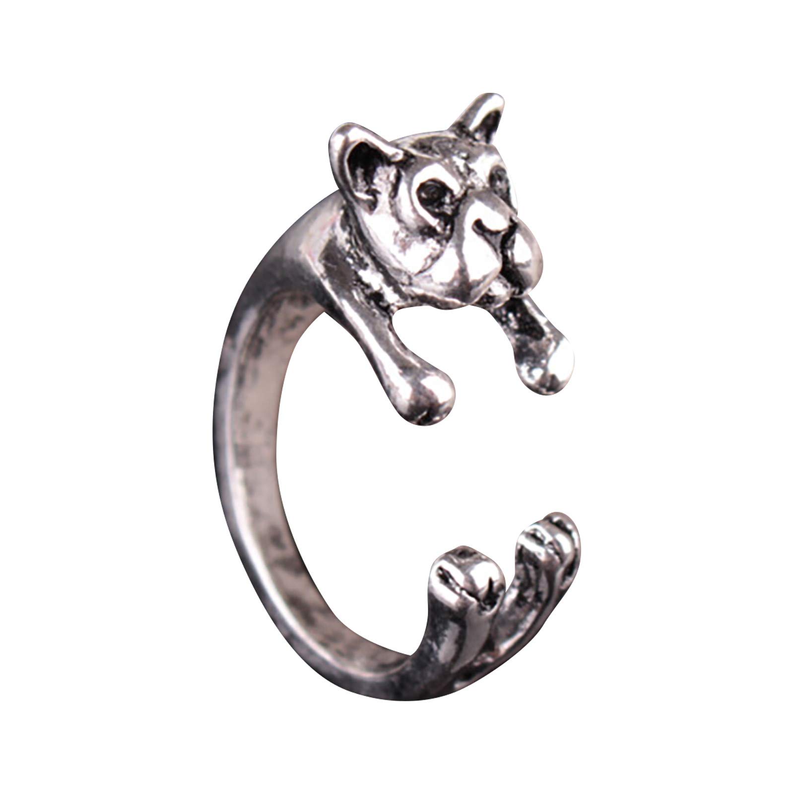 Vintage Adjustable Antique Dog Wrap Ring - Gold & Black Fashion Jewelry for Women - Perfect for Casual Wear, Parties, and Gifts