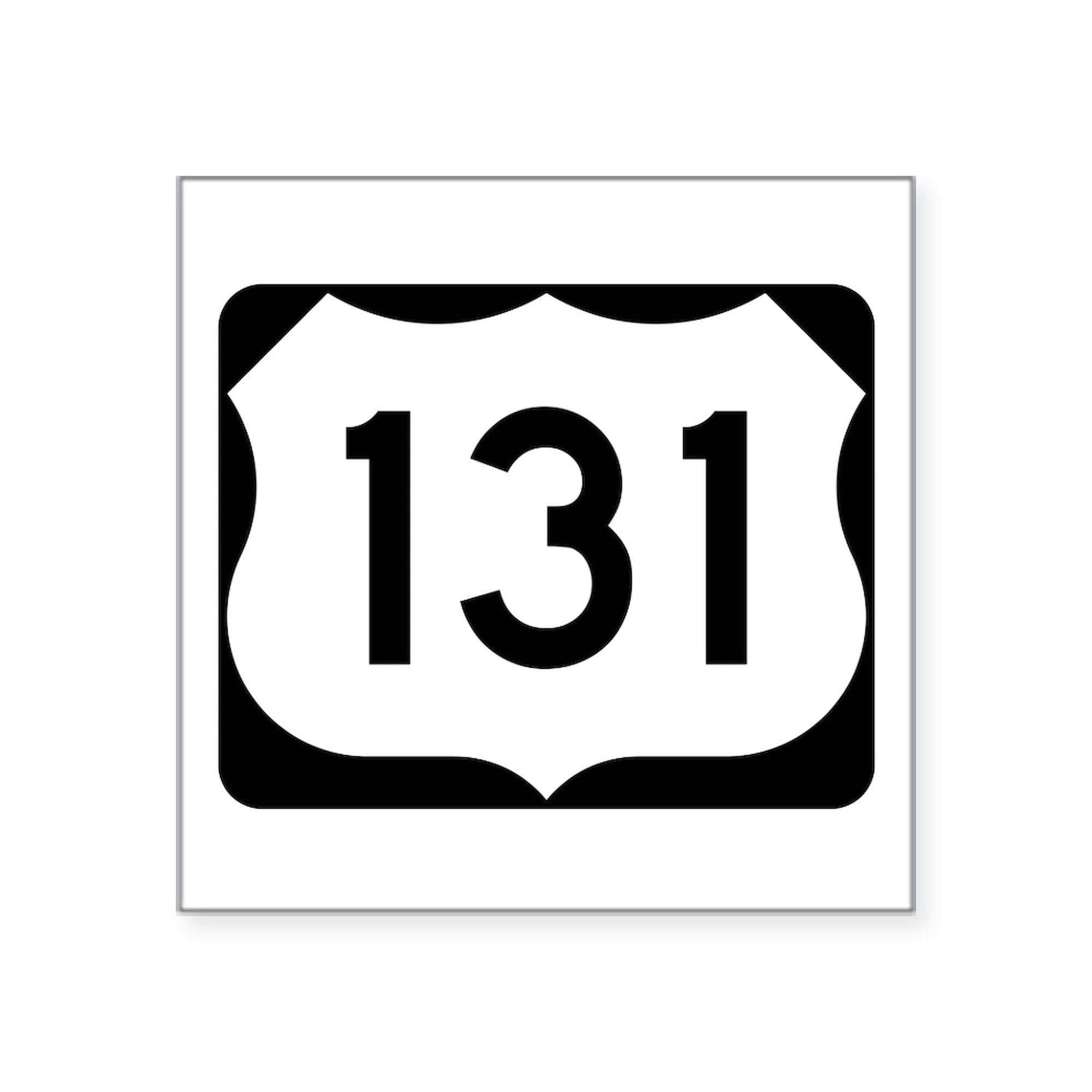 US Route 131 Square Bumper Sticker 3x3 Inch - Durable Car Decal for Windows, Laptops & Travel Mugs - Perfect for Road Trips & Travel Enthusiasts