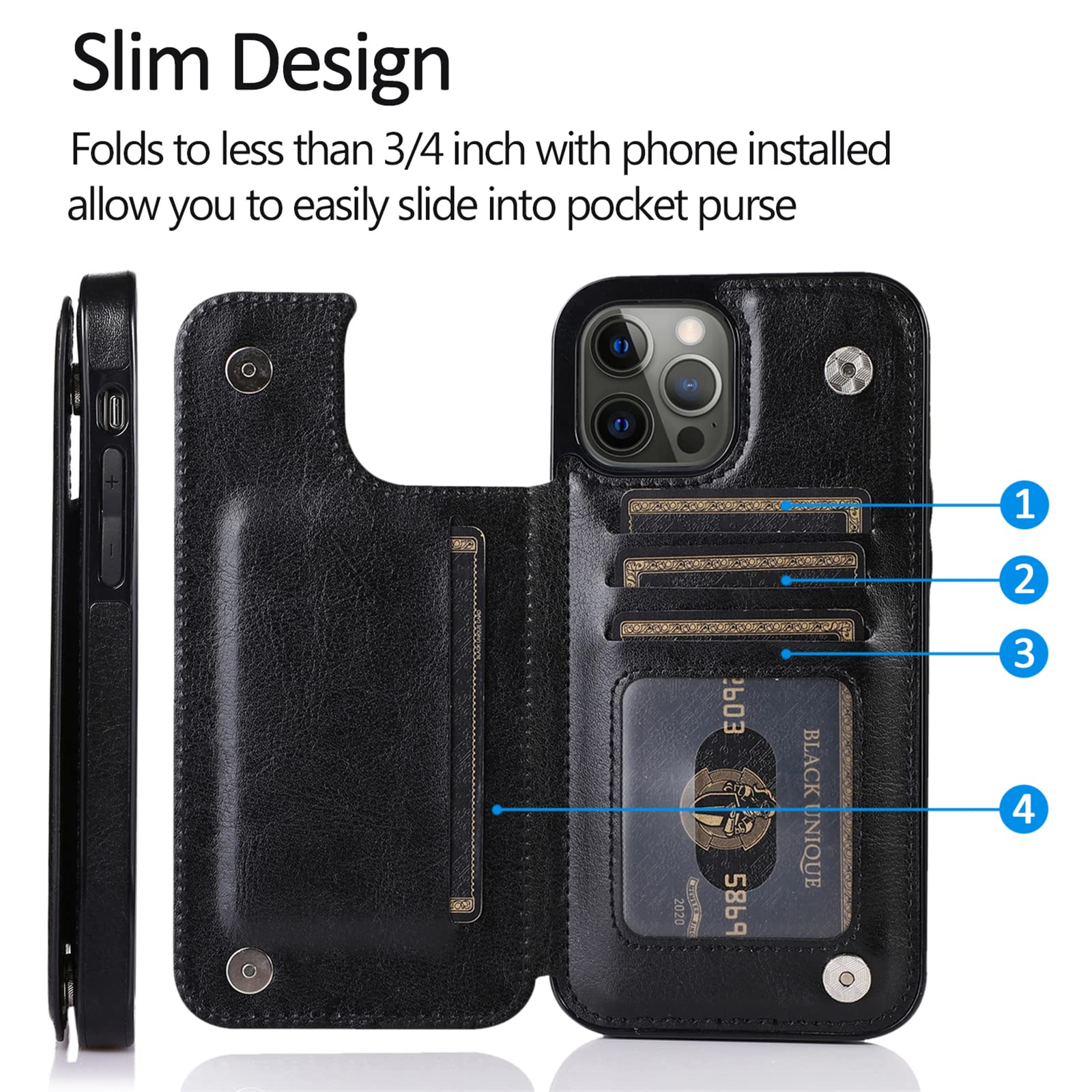 Premium Flip Leather Wallet Case for iPhone 11/11 Pro/11 Pro Max - Shockproof PU Leather Cover with Card Slots & Magnetic Closure | Stand Feature for Hands-Free Viewing | Perfect for Business, Travel & Daily Use